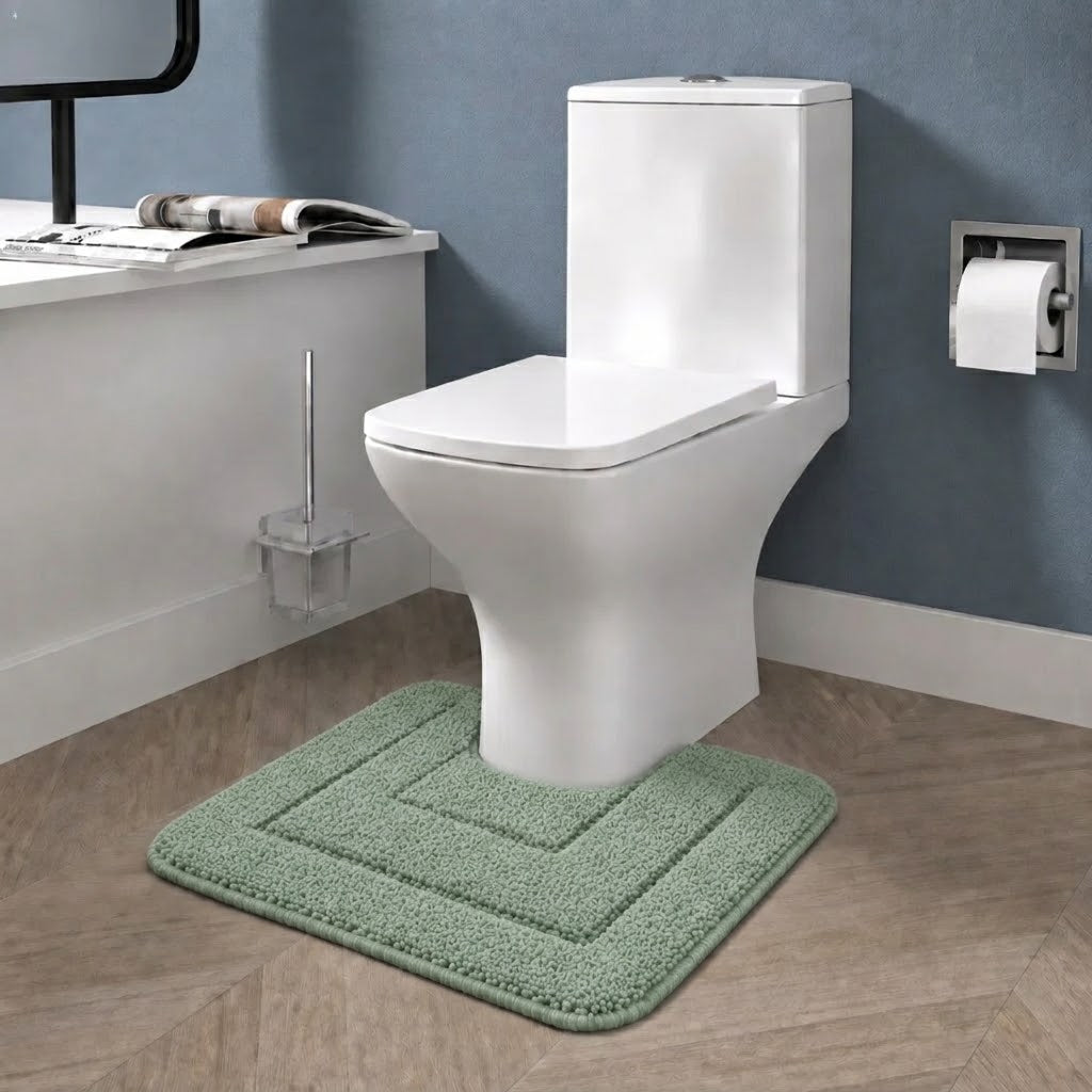 2-delige Badmattenset – Zachte Badmat & WC-mat met U-vorm – Groen