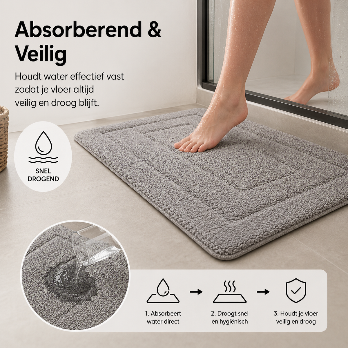 2-delige Badmattenset – Zachte Badmat & WC-mat met U-vorm – Groen
