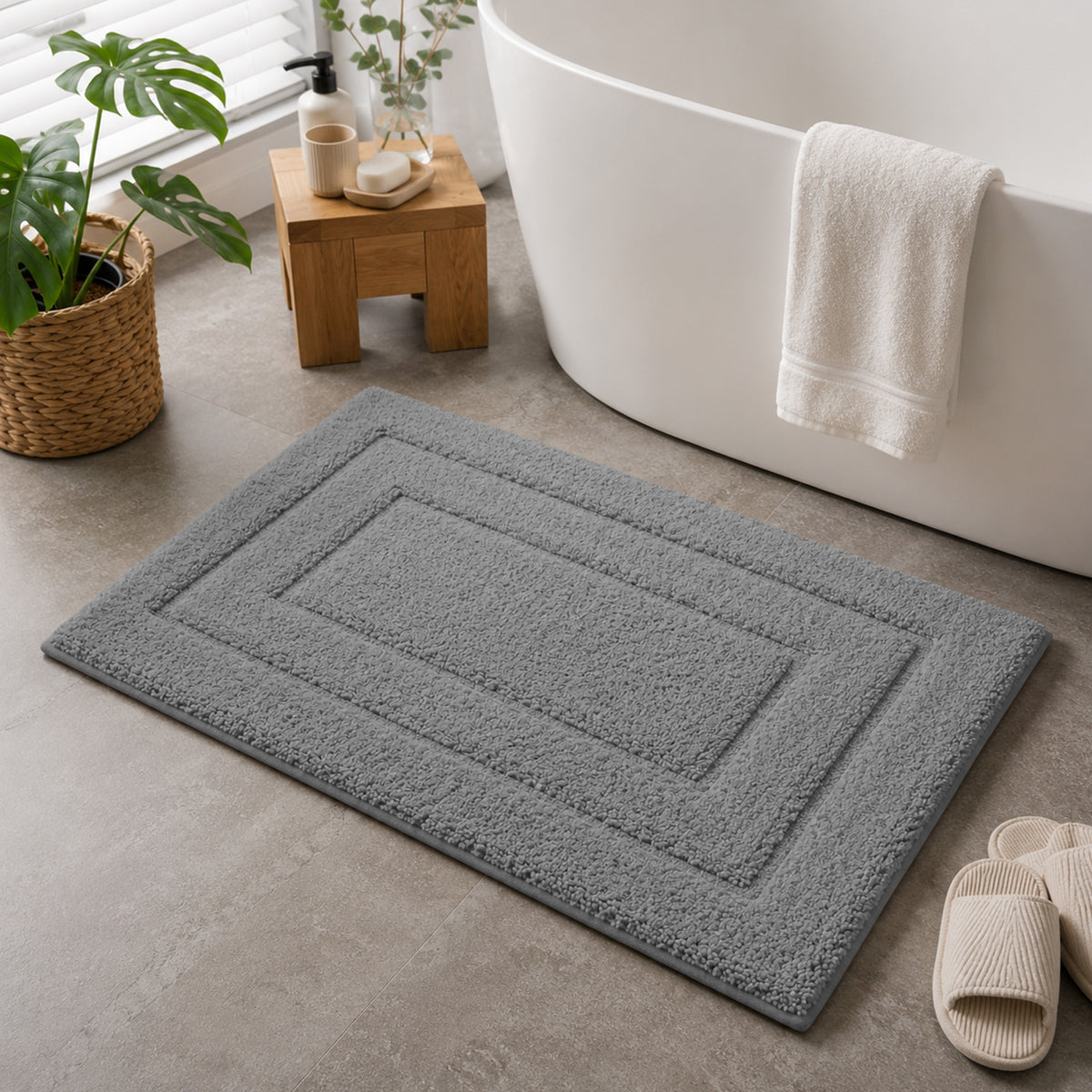 2-delige Badmattenset – Zachte Badmat & WC-mat met U-vorm – Antraciet