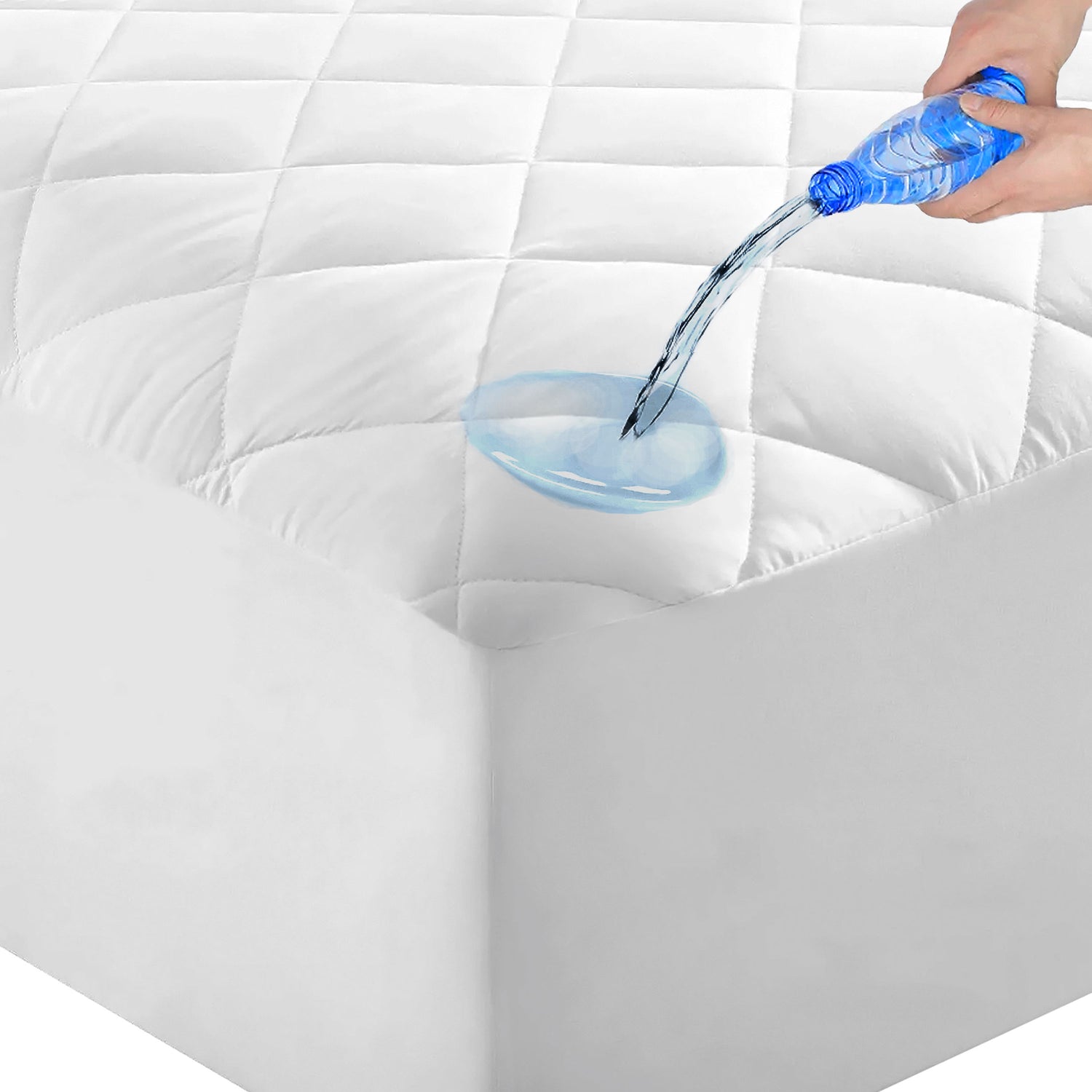 Gesteppter, wasserdichter Matratzenschoner aus Baumwolle – 100 % Baumwolle + wasserdichte Schutzschicht
