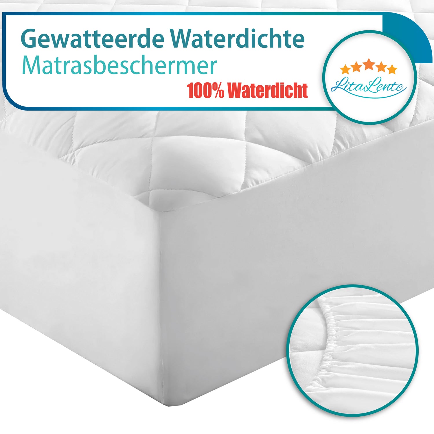 Gesteppter, wasserdichter Matratzenschoner aus Baumwolle – 100 % Baumwolle + wasserdichte Schutzschicht