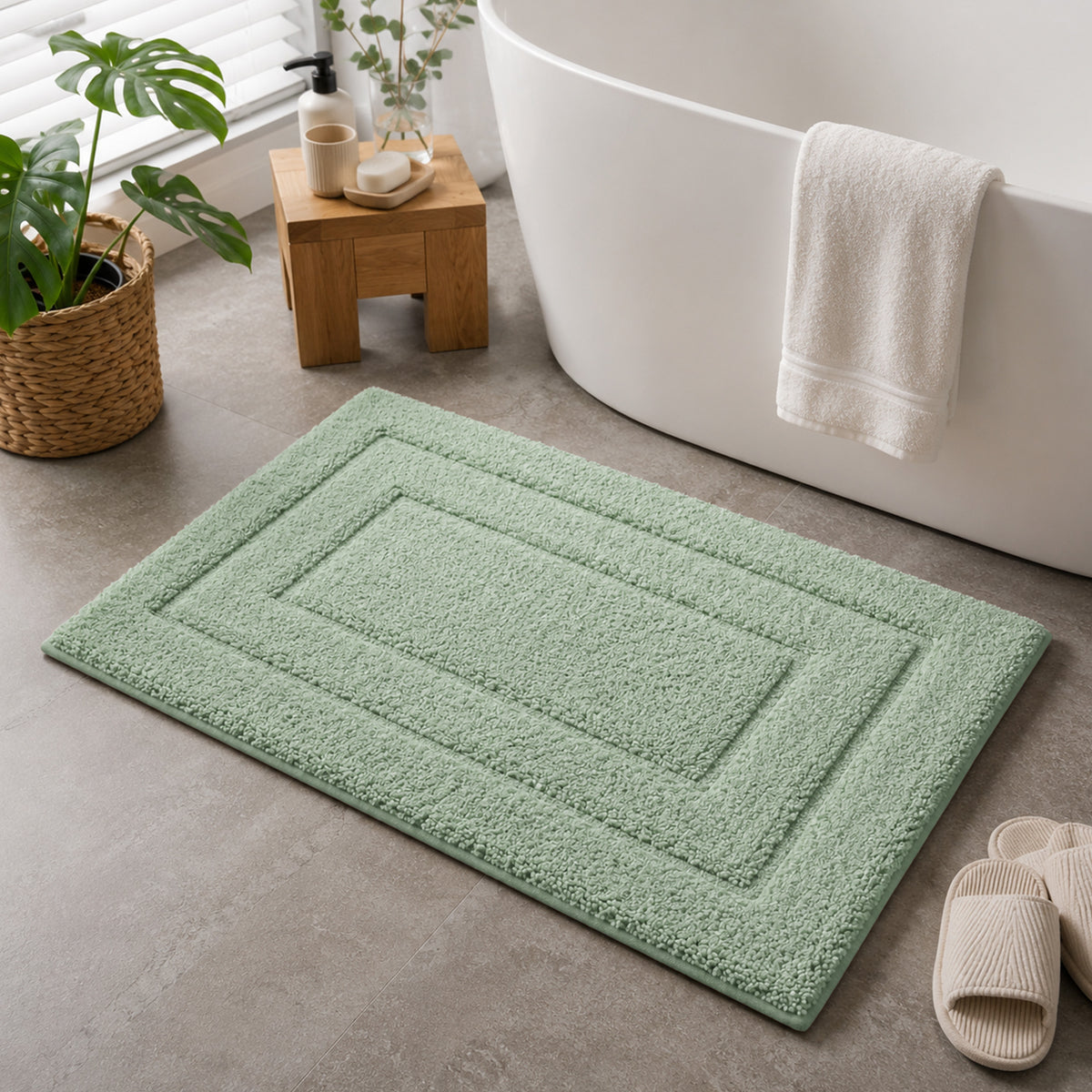 2-delige Badmattenset – Zachte Badmat & WC-mat met U-vorm – Groen