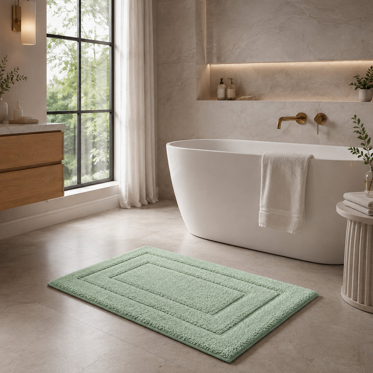 2-delige Badmattenset – Zachte Badmat & WC-mat met U-vorm – Groen
