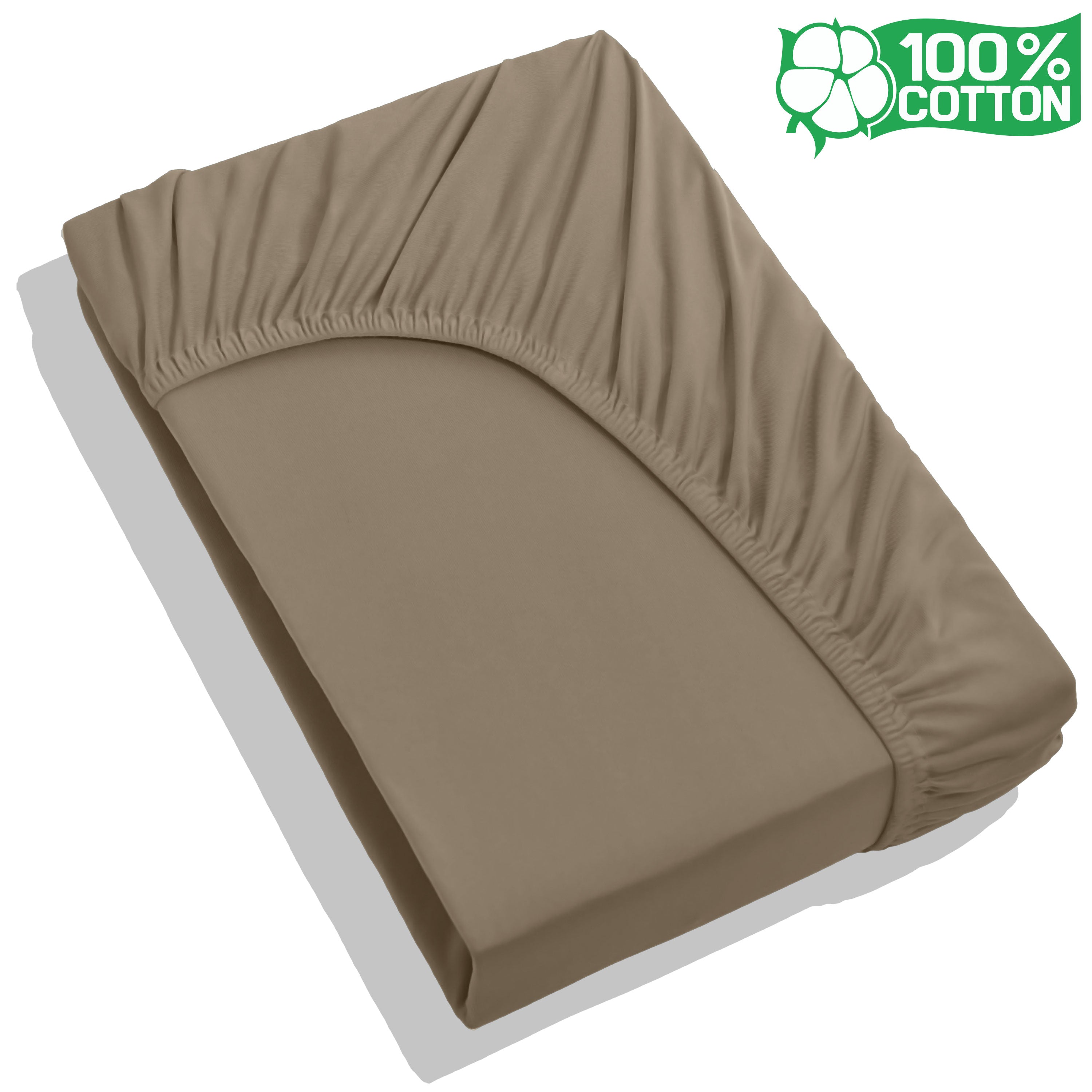 Spannbettlaken aus Baumwolle - Taupe