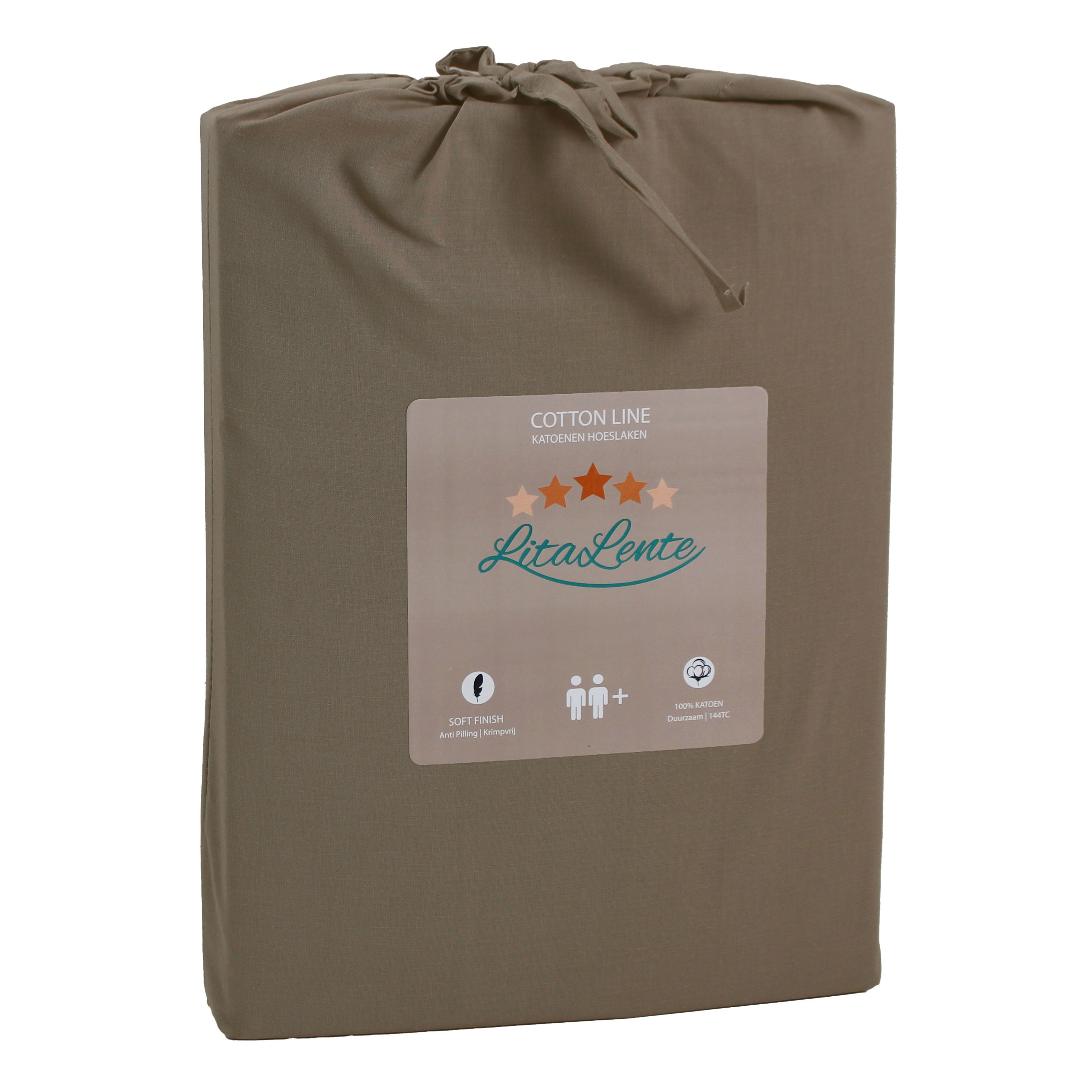 Spannbettlaken aus Baumwolle - Taupe
