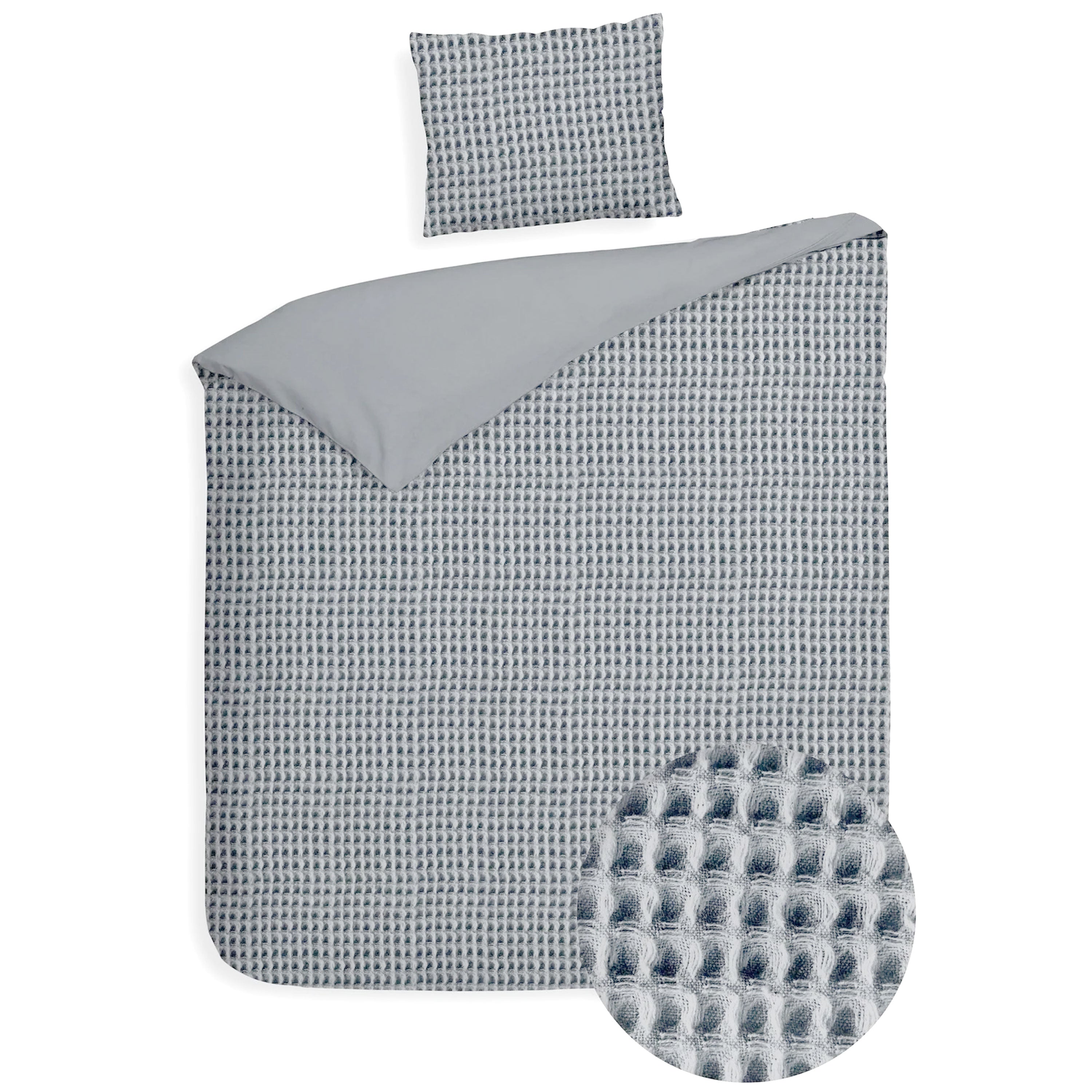 Dekbedovertrek Wafel - 100% katoen - lichtgrijs