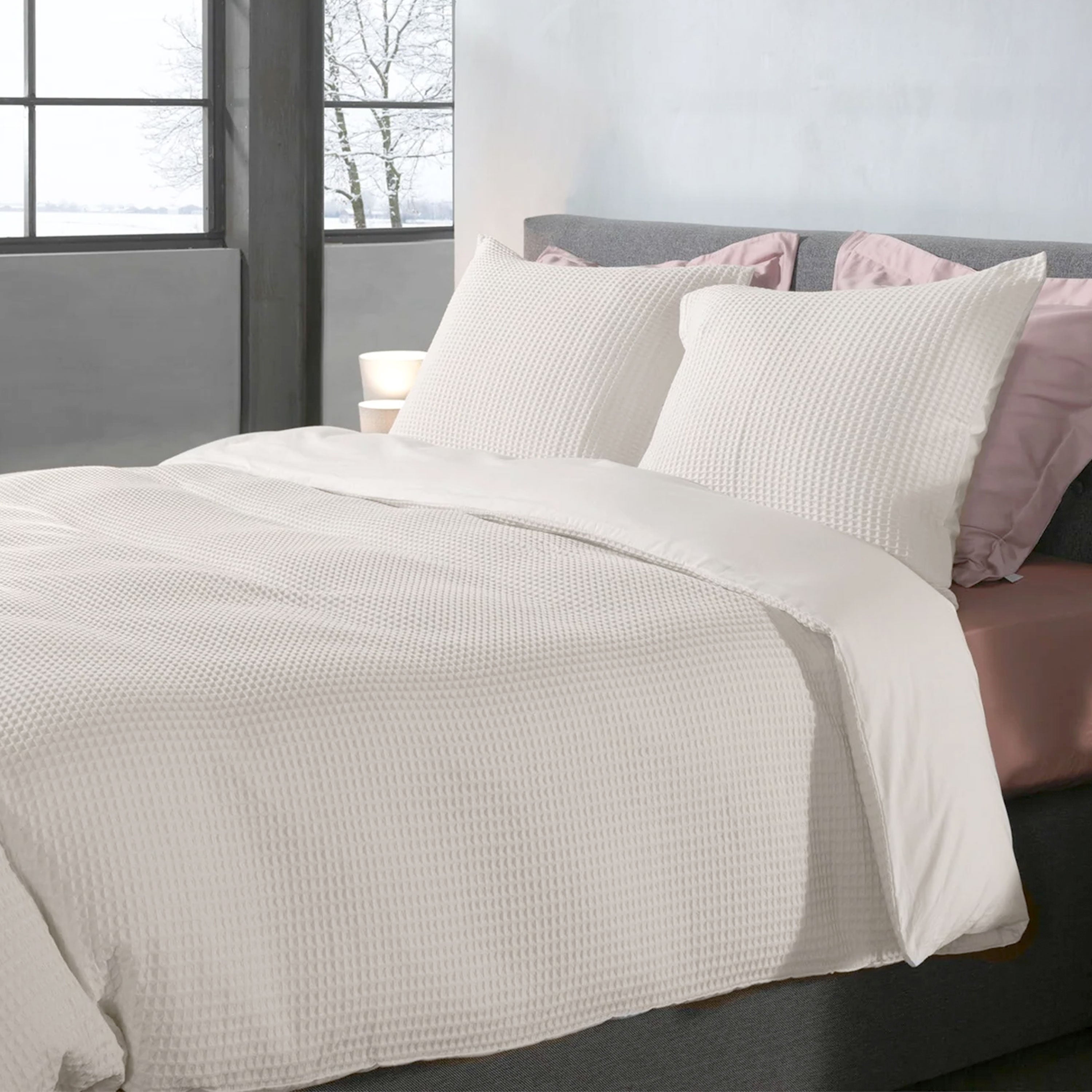 Dekbedovertrek Wafel - 100% katoen - crème