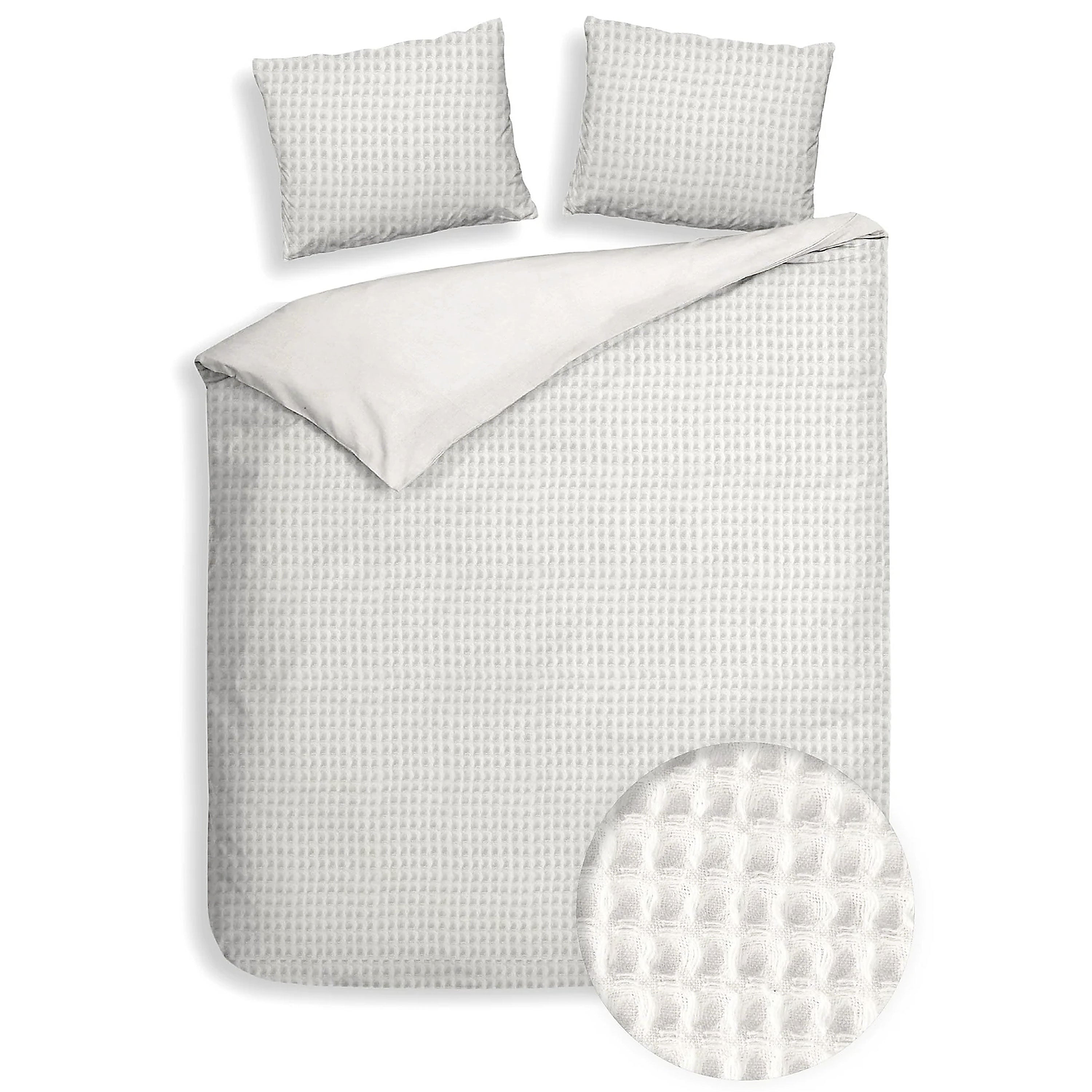 Dekbedovertrek Wafel - 100% katoen - crème