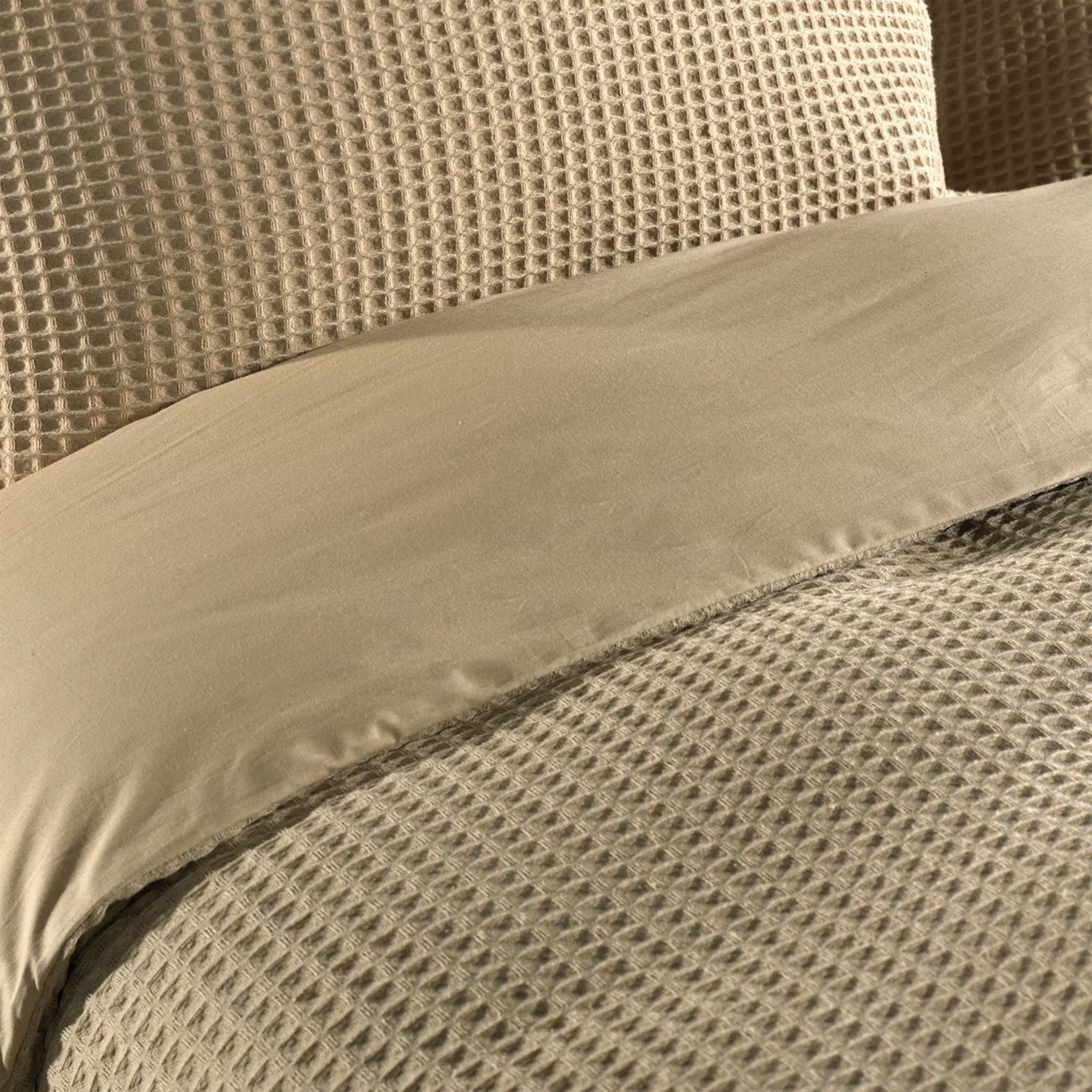 Dekbedovertrek Wafel - 100% katoen - Taupe