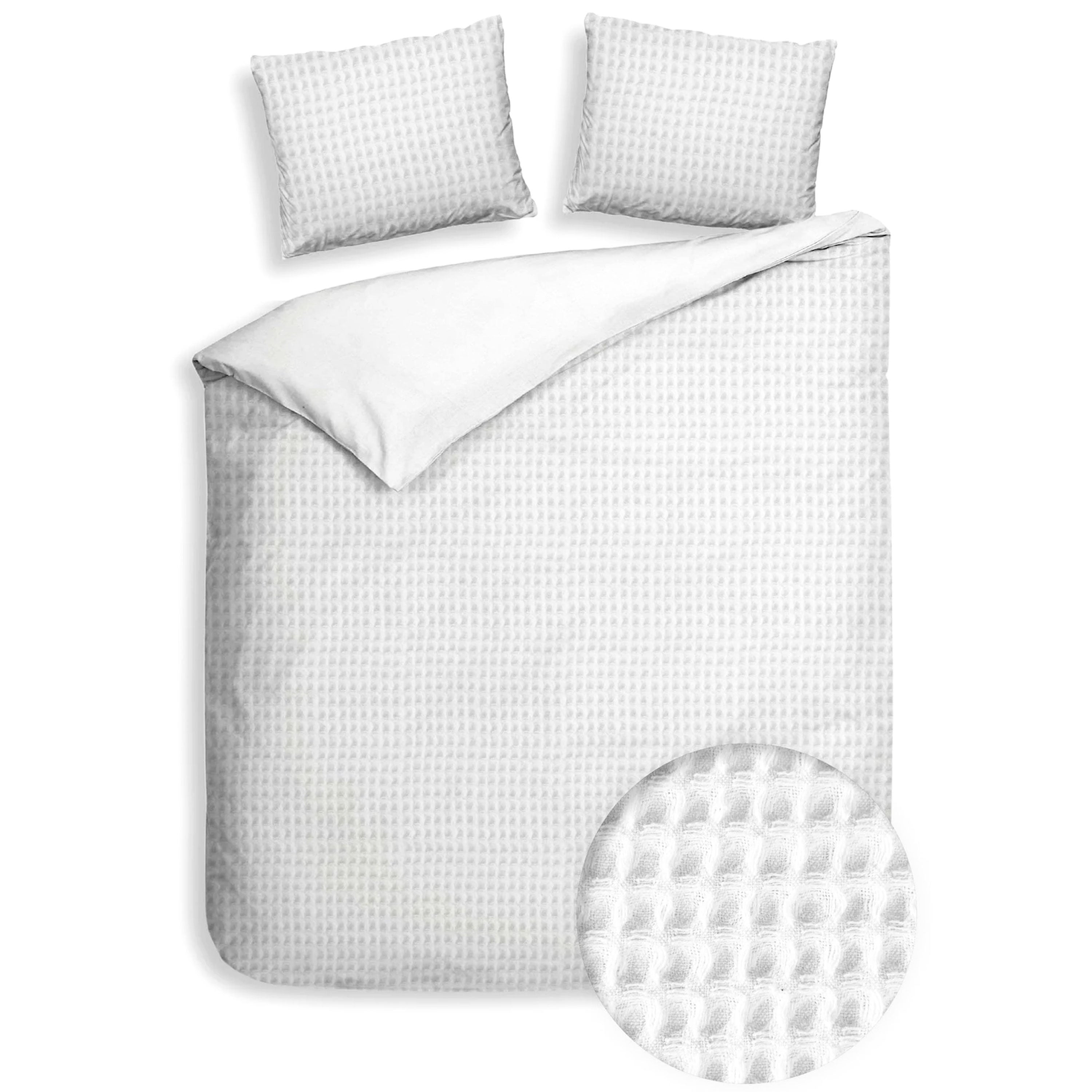 Dekbedovertrek Wafel - 100% katoen - wit