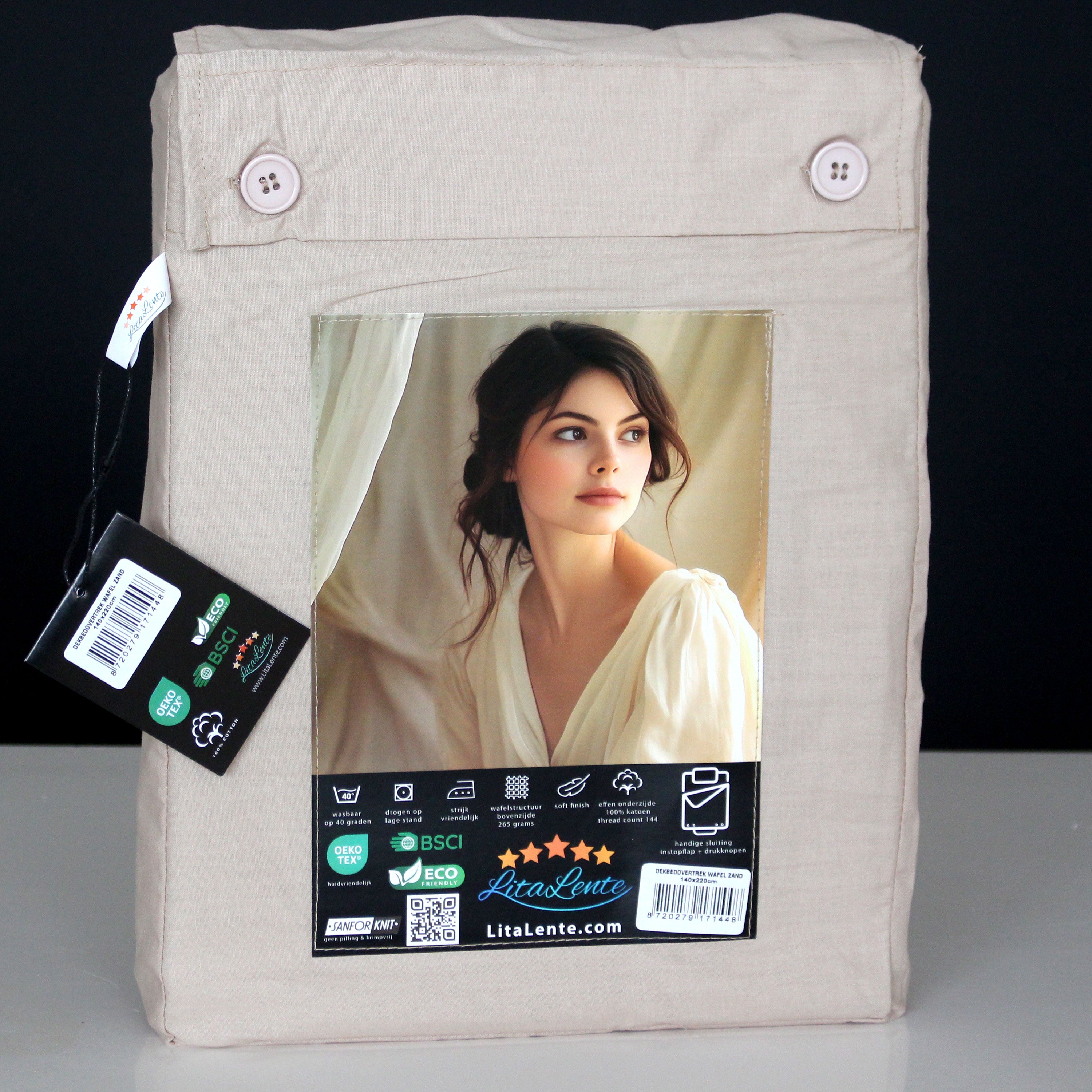 Dekbedovertrek Wafel - 100% katoen - zand