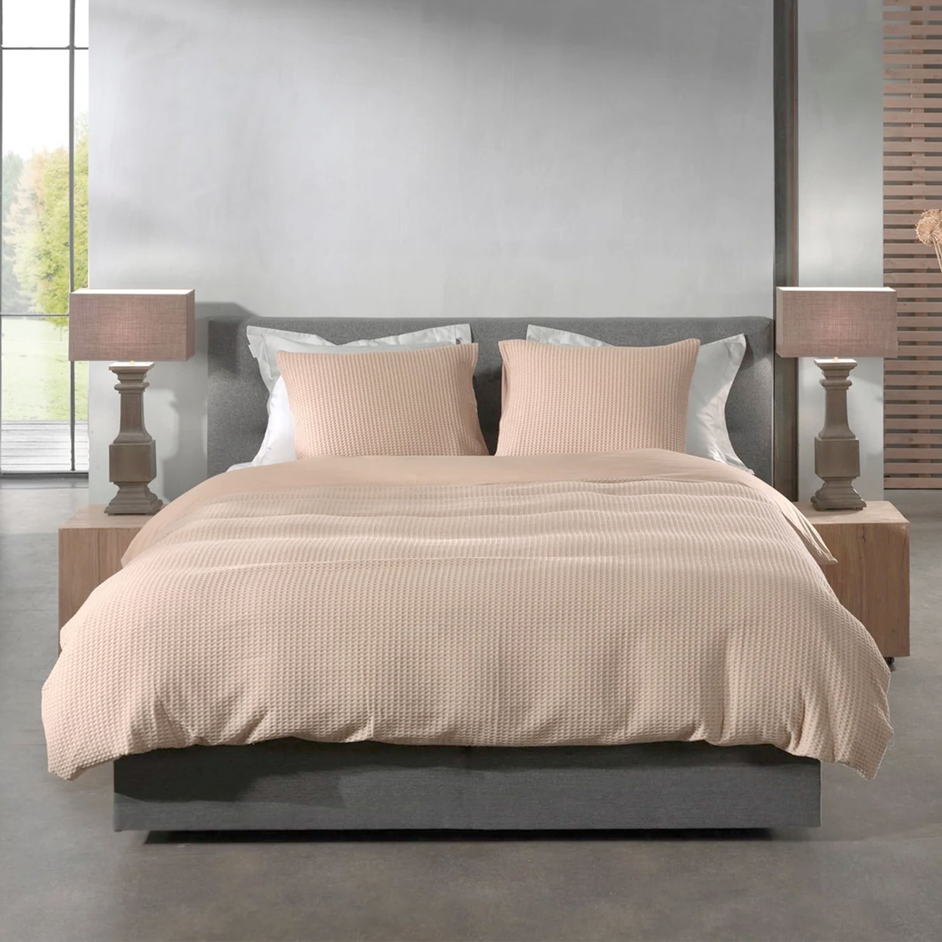 Dekbedovertrek Wafel - 100% katoen - zand