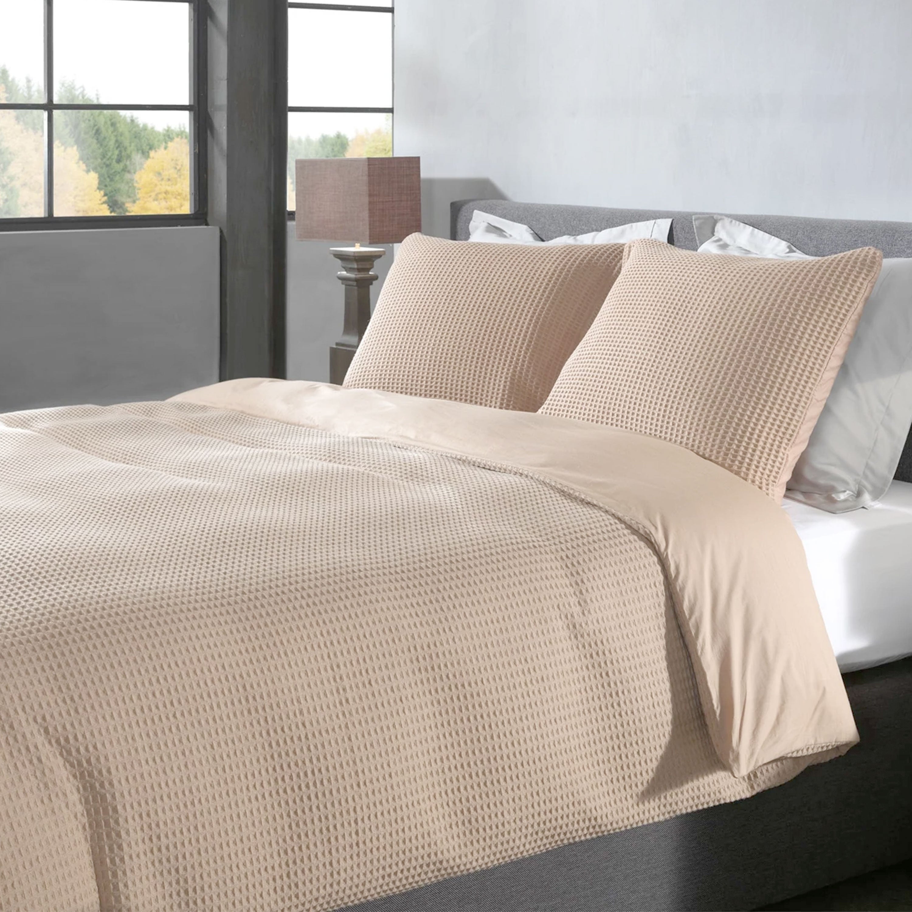 Dekbedovertrek Wafel - 100% katoen - zand