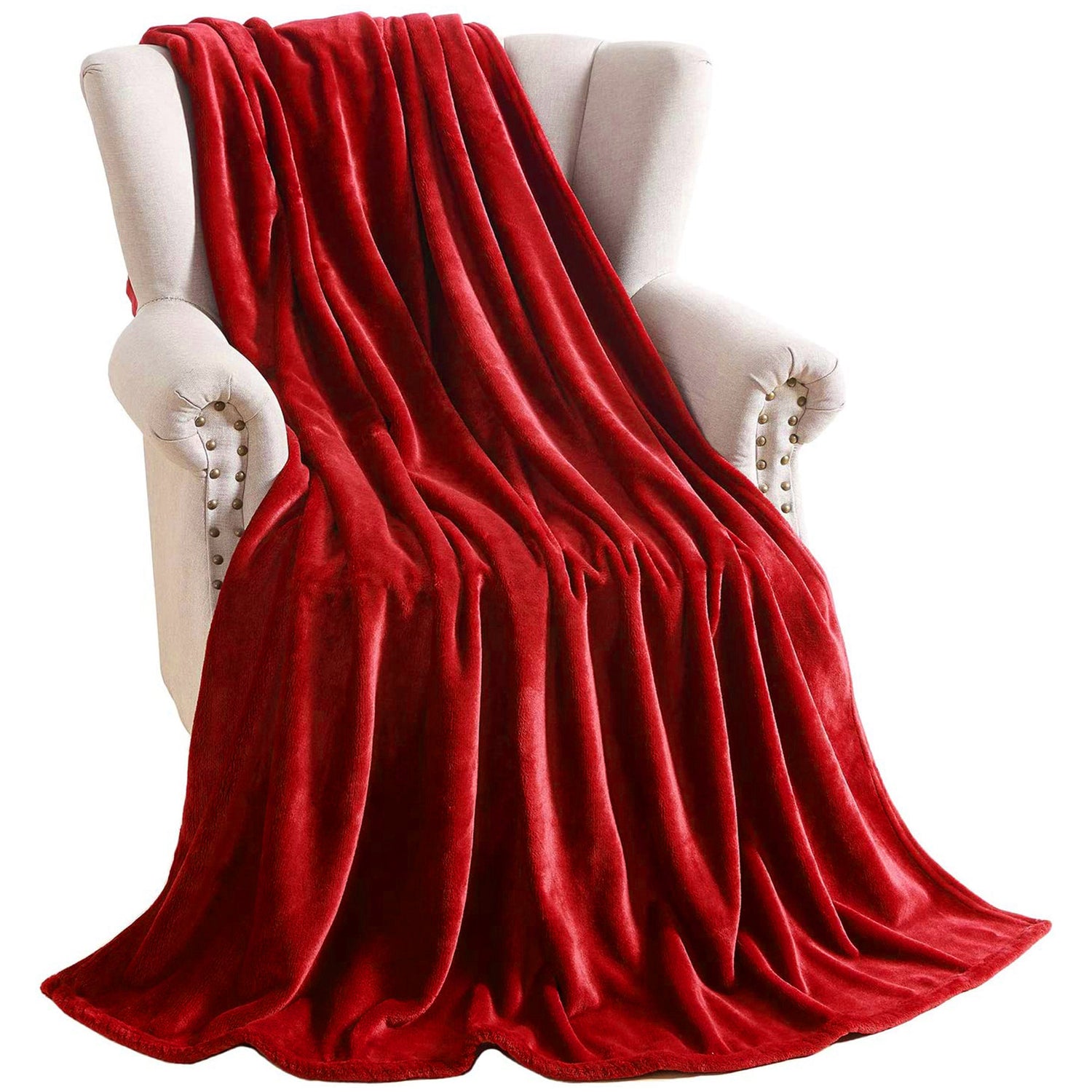 Fleece Plaid - Rood - Fleece deken - hoogwaardige deken, zachte deken, microvezeldeken als bankhoes, sprei, plaid of woonkamerdeken, 150 x 200 cm