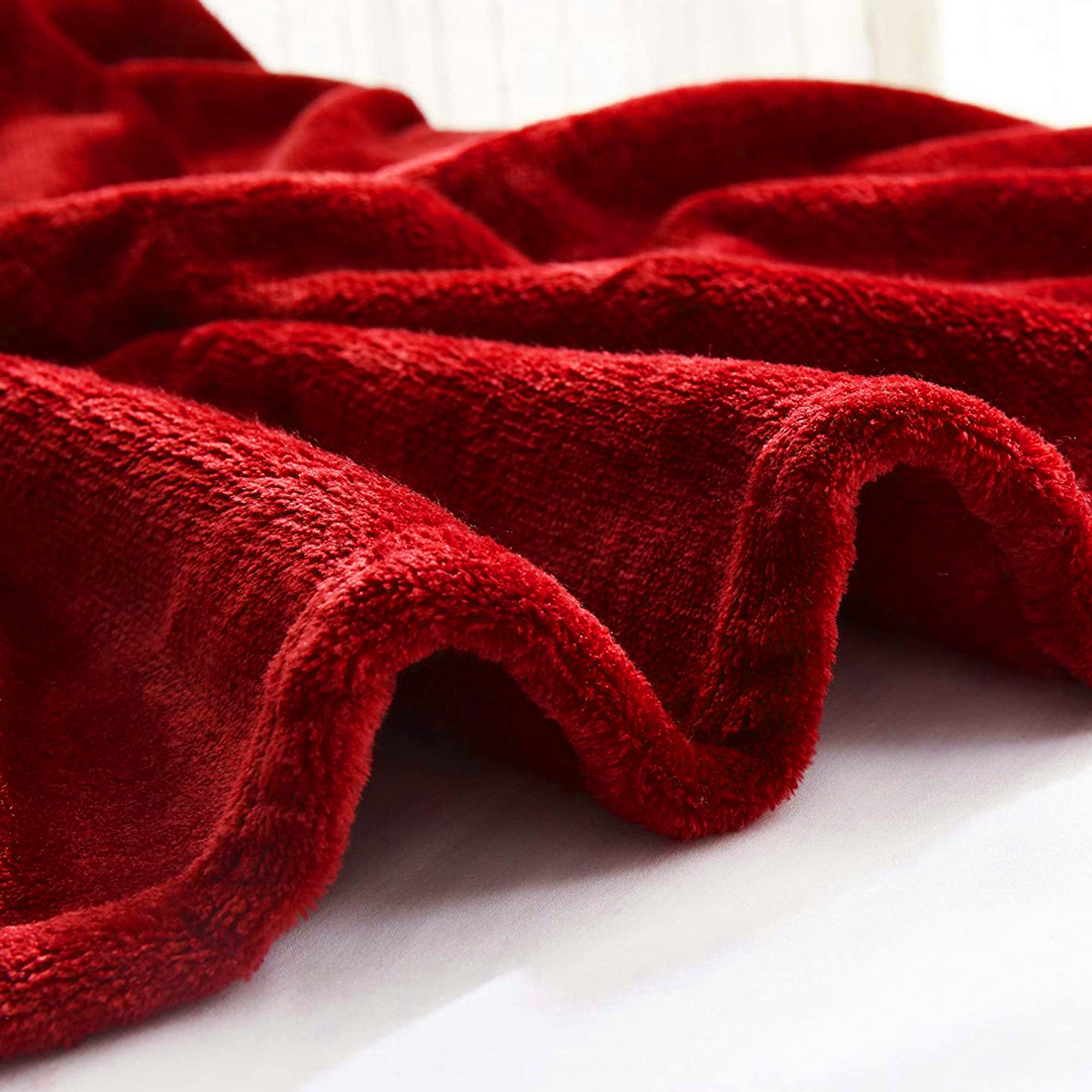 Fleece Plaid - Rood - Fleece deken - hoogwaardige deken, zachte deken, microvezeldeken als bankhoes, sprei, plaid of woonkamerdeken, 150 x 200 cm