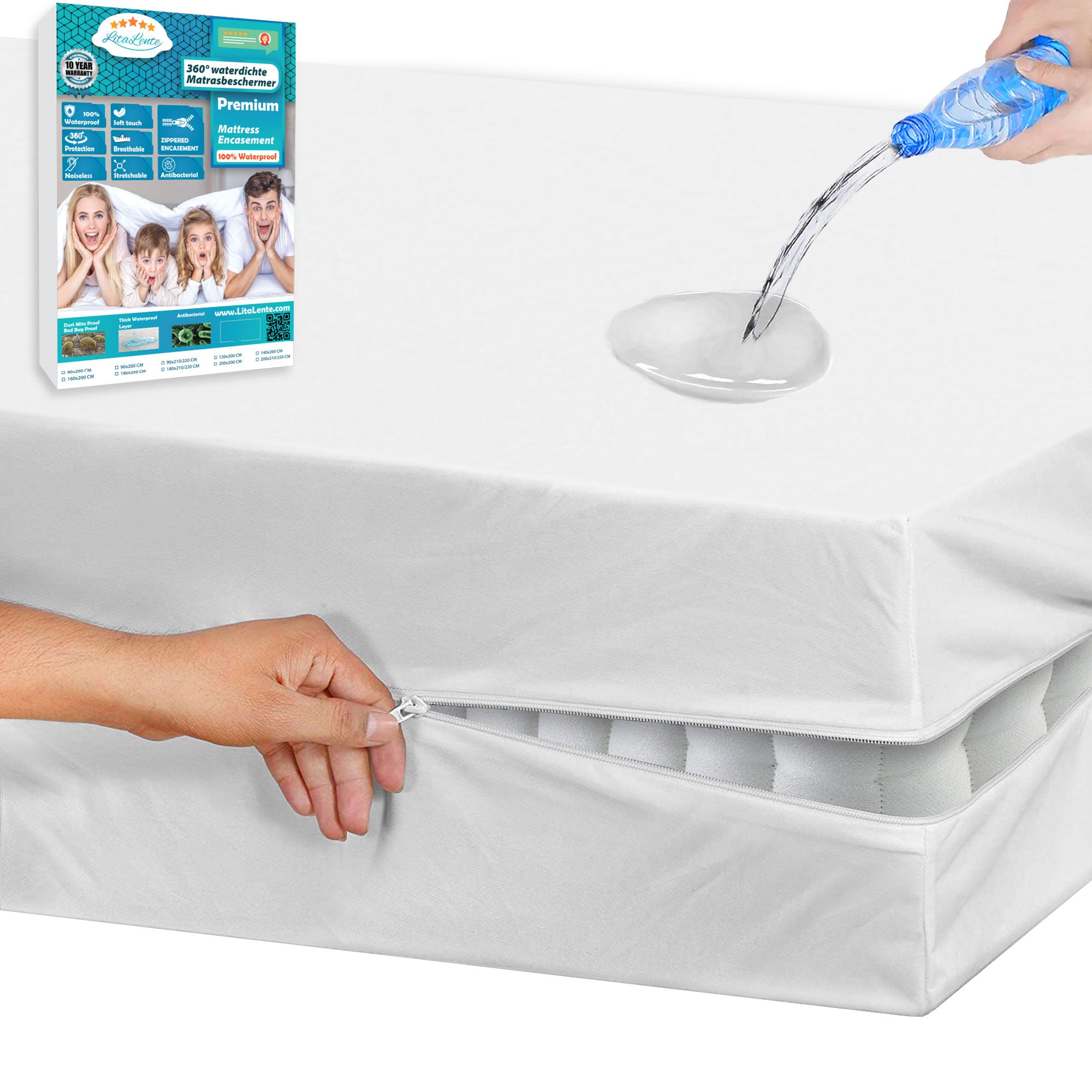 Bedecor Waterdichte Matrasbeschermer -Matrashoes Basic Met Rits - Anti Allergie - 140x190 - Dikte 16cm Bedecor Waterdichte Matrasbeschermer -Matrashoes Basic Met Rits - Anti Allergie - 140x190 - Dikte 16cm