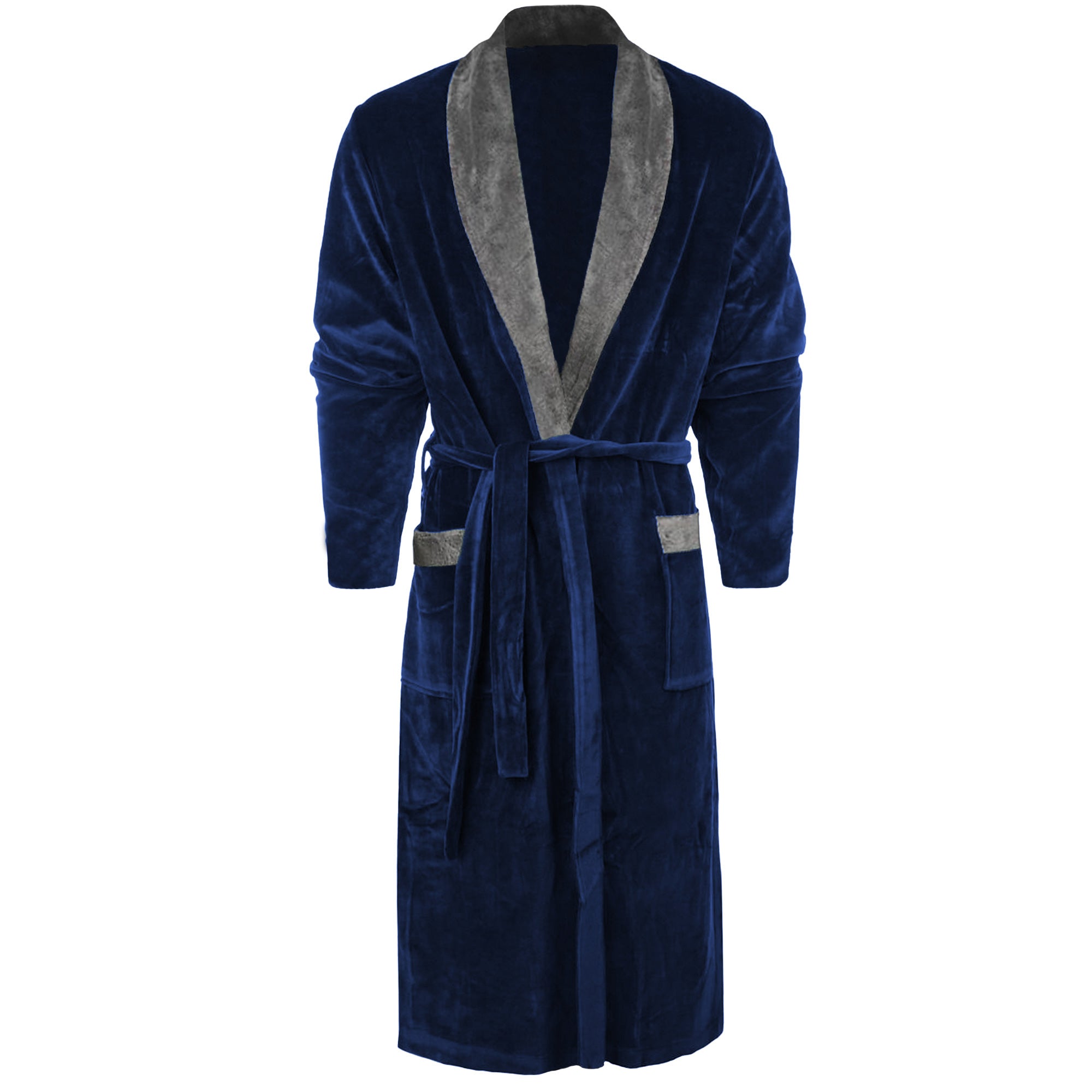 Badjas - Kamerjas fleece - sjaalkraag - Donkerblauw - Gentlemen Badjas - Badjas Voor hem & haar - Unisex Badjas - Unisex Kamerjas