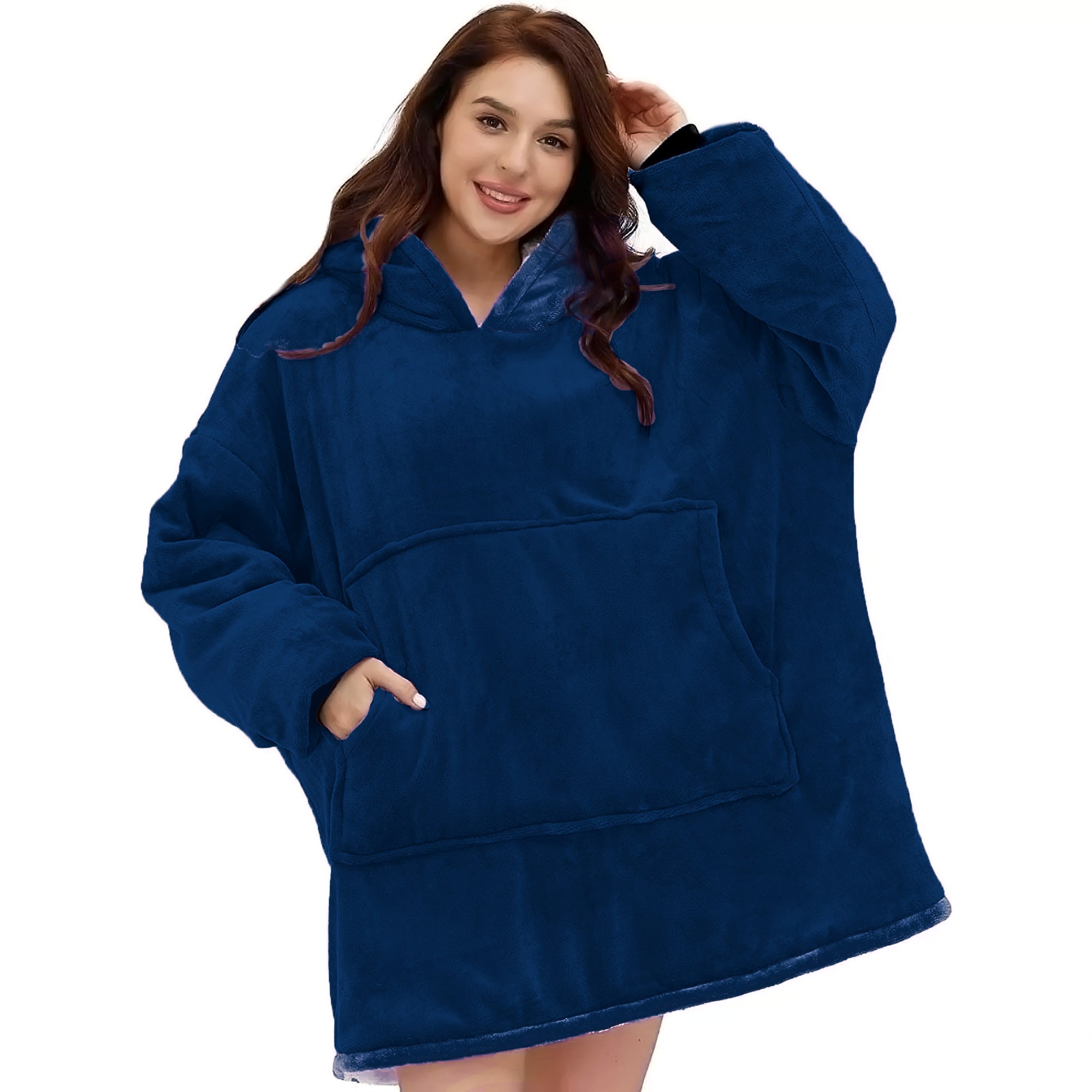 Hoodie Blanket - Snuggie Cuddle - Dark Blue
