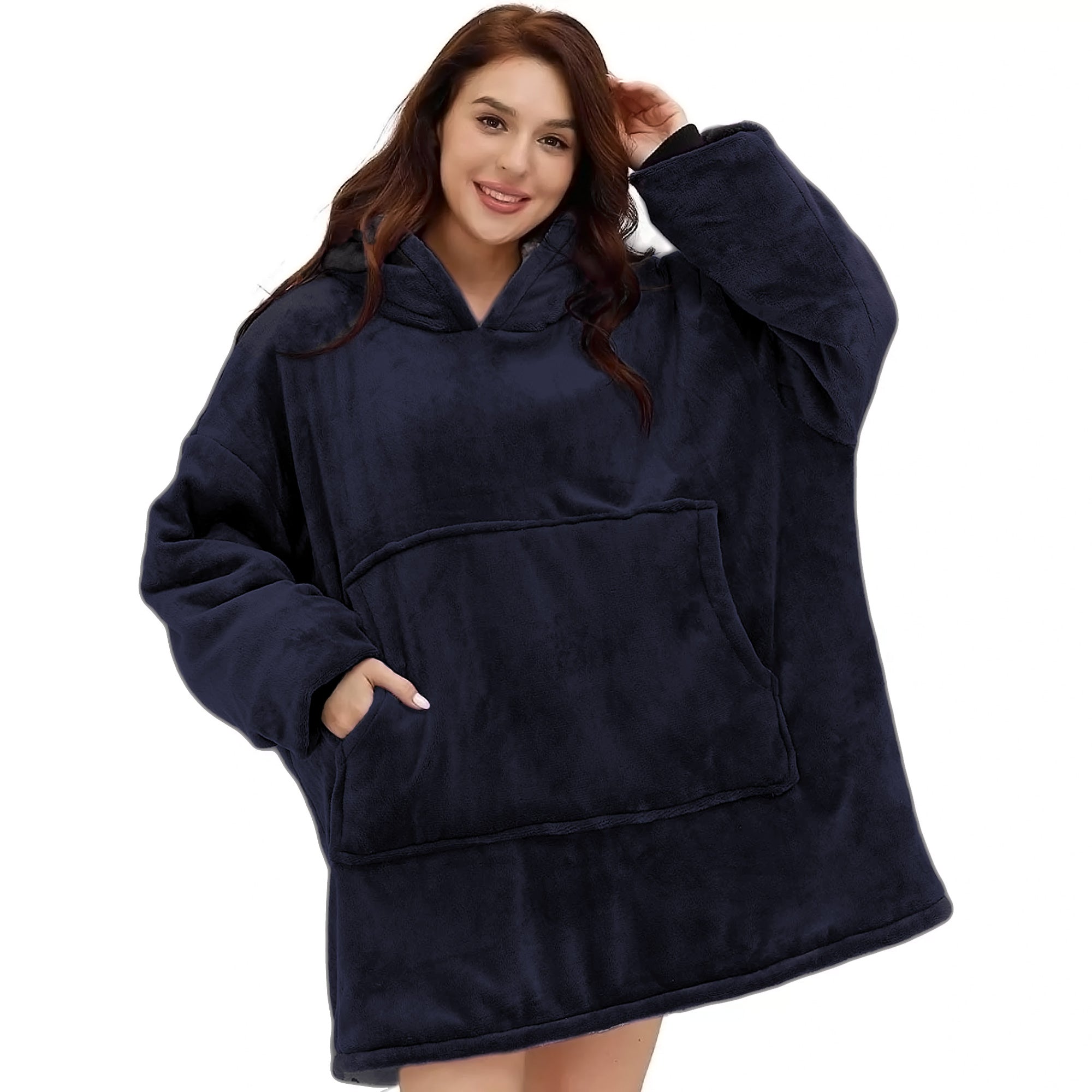 Hoodie Blanket - Snuggie Cuddle - Navy Blue