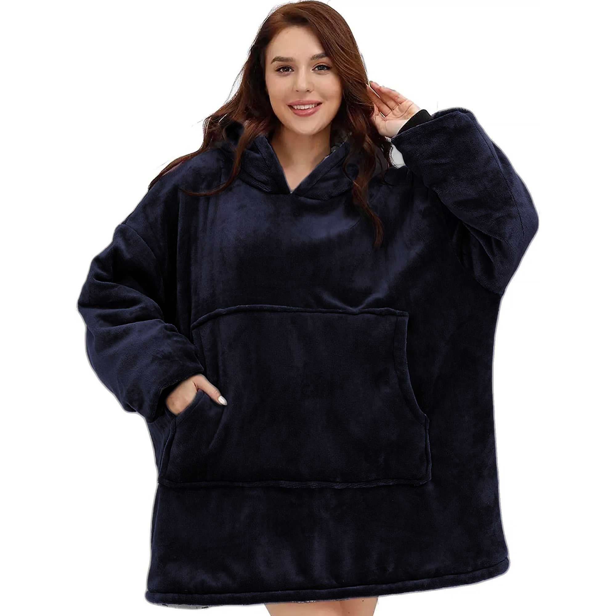 Hoodie Blanket - Snuggie Cuddle - Navy Blue