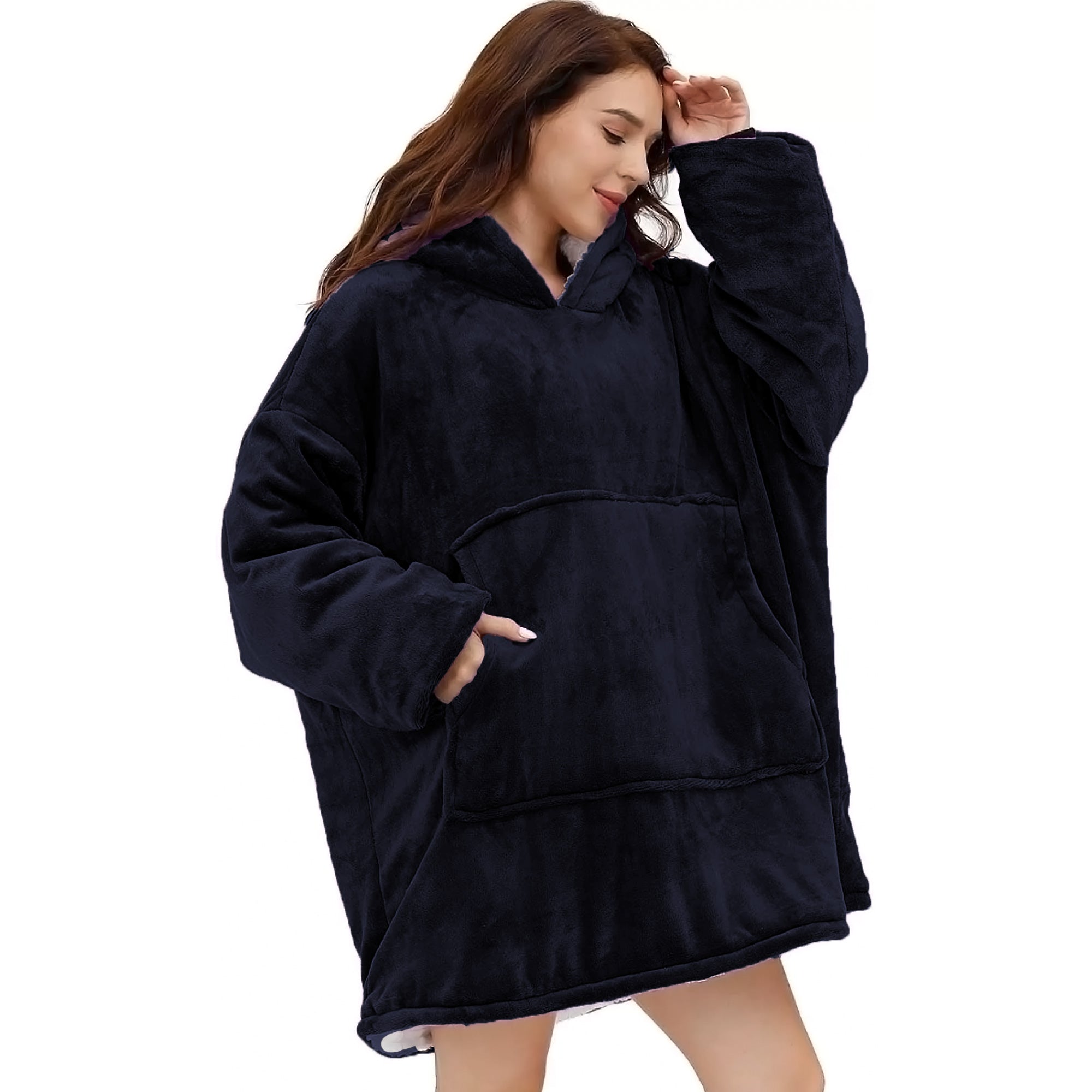 Hoodie Blanket - Snuggie Cuddle - Navy Blue
