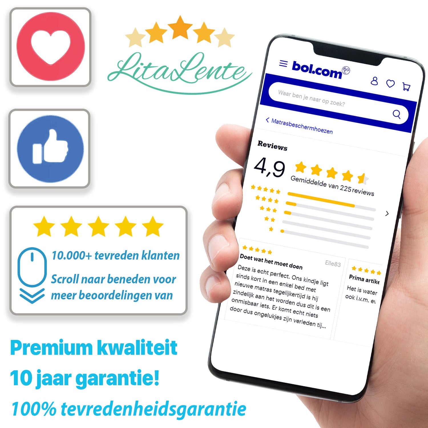 Matrasvernieuwer - Luxe Waterdichte Matrashoes Met Rits