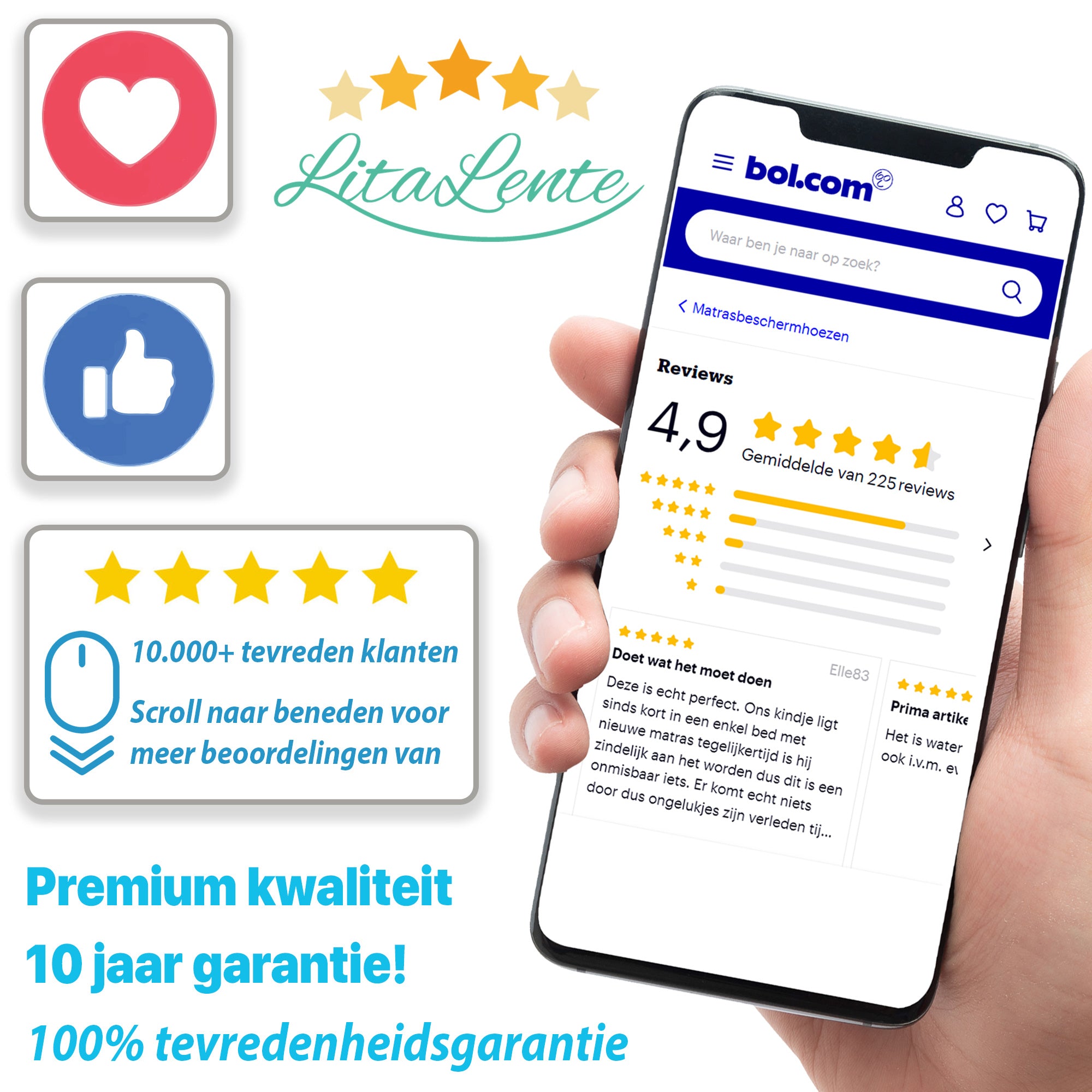 Matrasvernieuwer - Luxe Waterdichte Matrashoes Met Rits (set van 2)