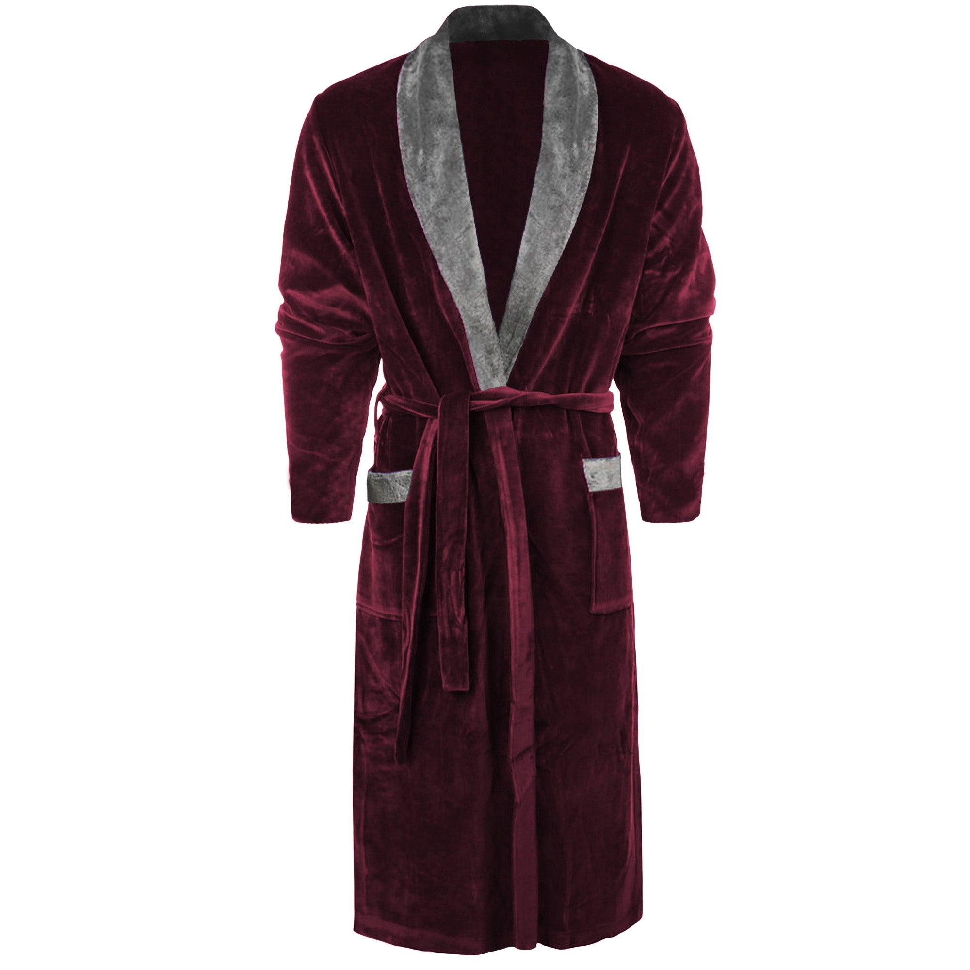 Badjas - Kamerjas fleece - sjaalkraag - Donkerrood - Gentlemen Badjas - Badjas Voor hem & haar - Unisex Badjas - Unisex Kamerjas