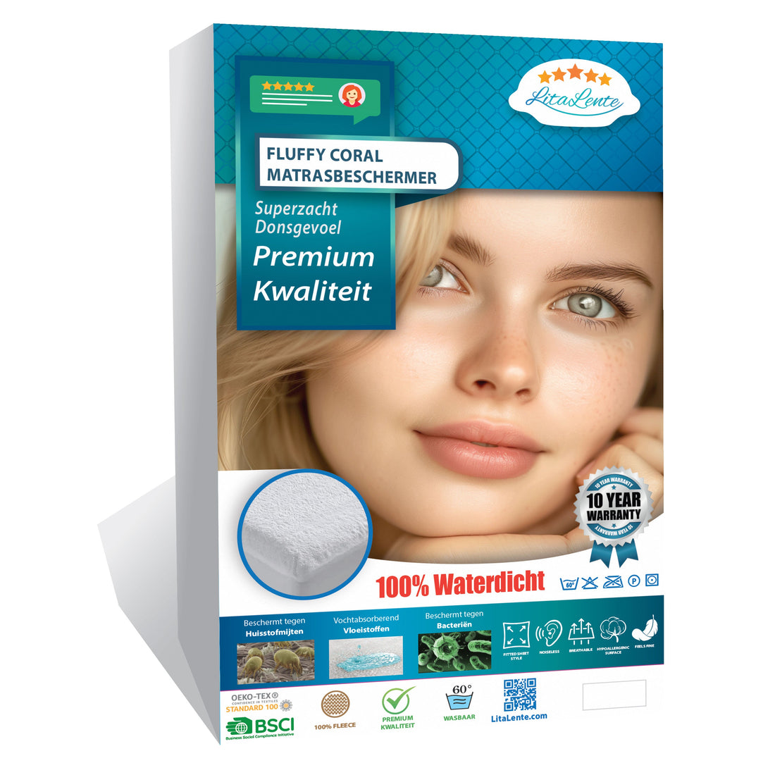 Waterdichte Matrasbeschermer - fluffy comfort - 250GSM - Superzacht en extra dik - alle maten - fleece stof - Antibacteriëel - Rondom Elastiek - Wit - Waterdichte molton Incontinentie molton