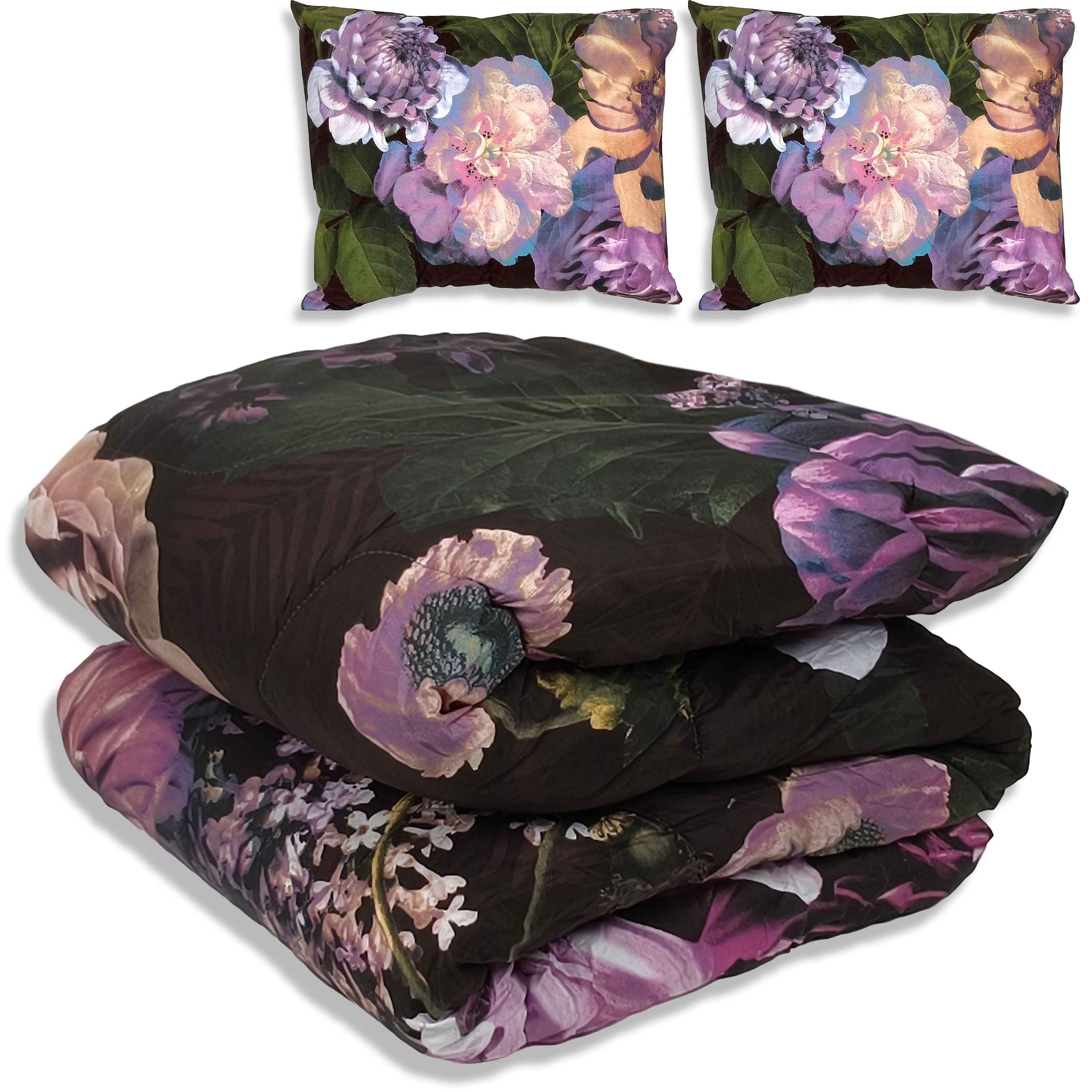 All-In Dekbed - zonder overtrek - Paarse Bloemen