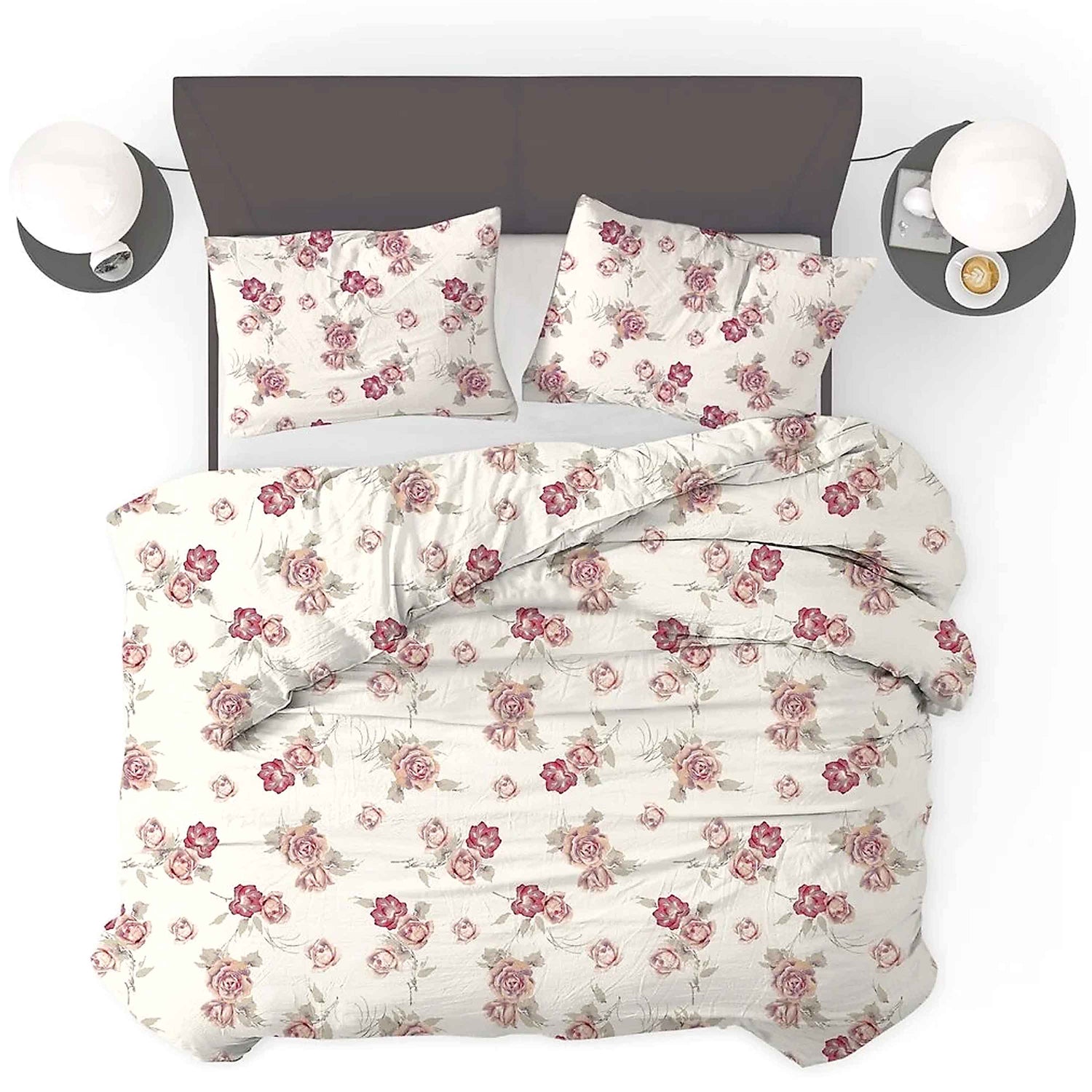 All-In Dekbed - zonder overtrek - Bloemen Diamant Roze