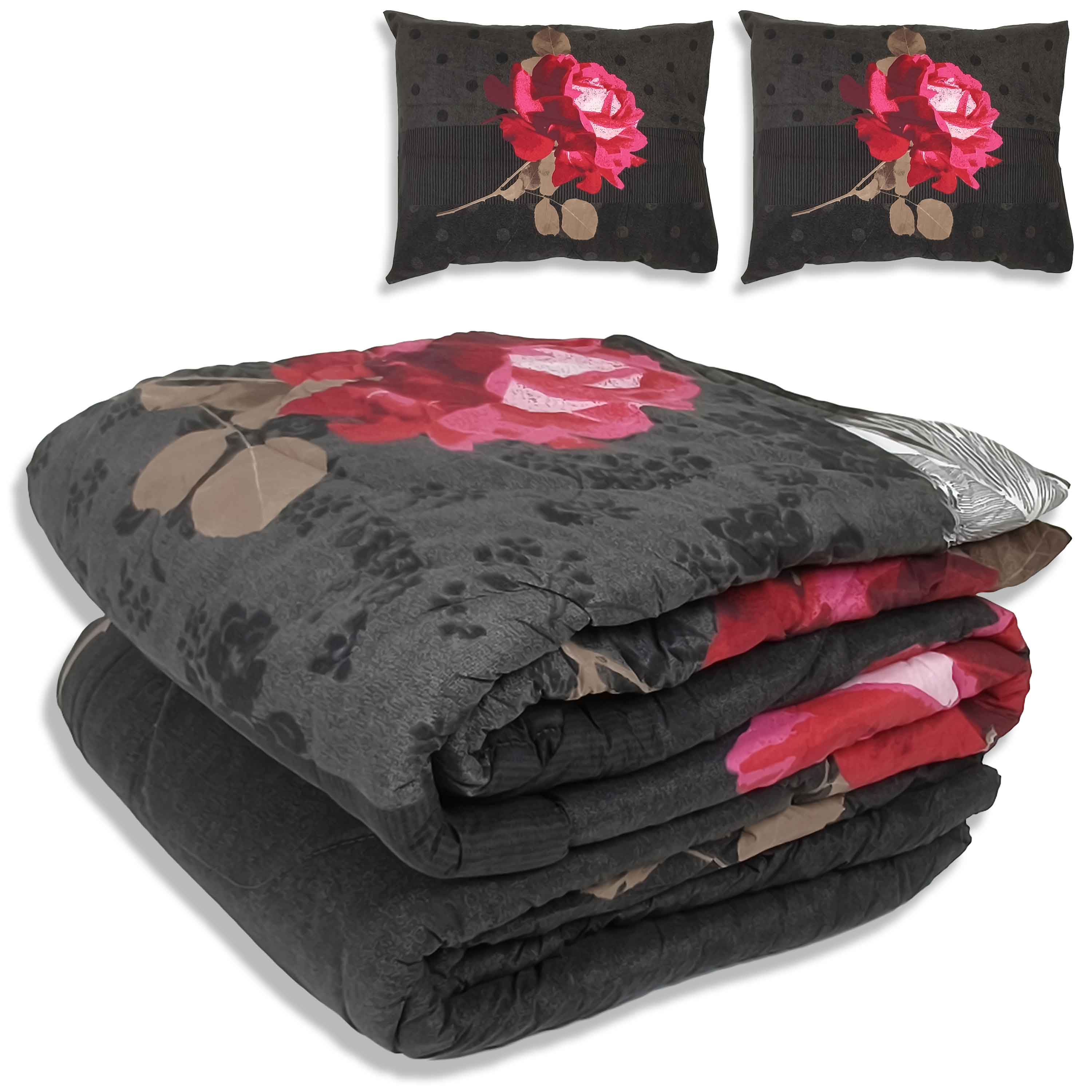 All-In Dekbed - zonder overtrek - Rozen Zwart Rood