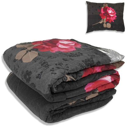 All-In Dekbed - zonder overtrek - Rozen Zwart Rood