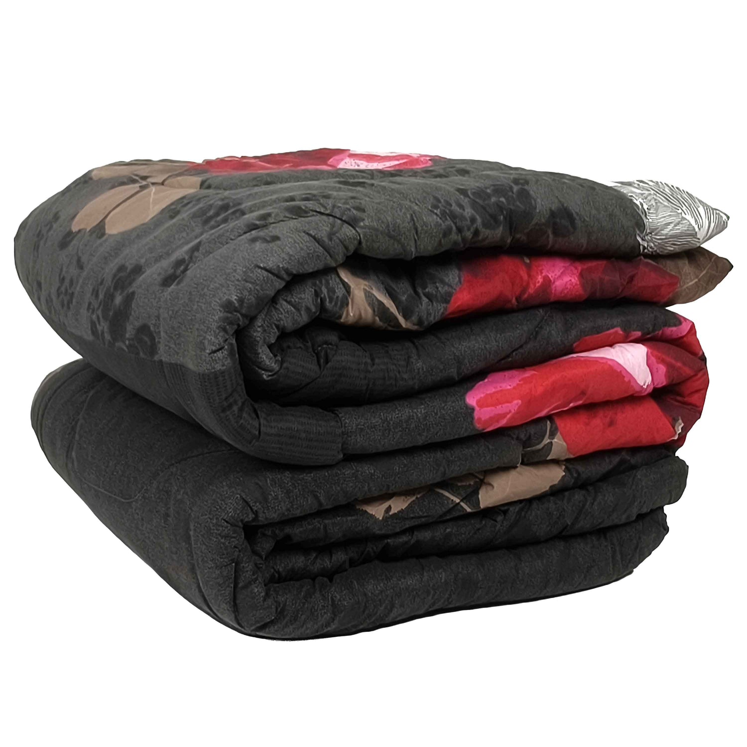All-In Dekbed - zonder overtrek - Rozen Zwart Rood