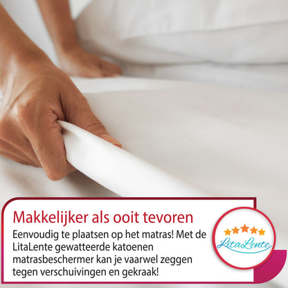 Gewatteerde katoenen matrasbeschermer - 100% katoen - Diamant design - Gevulde toplaag