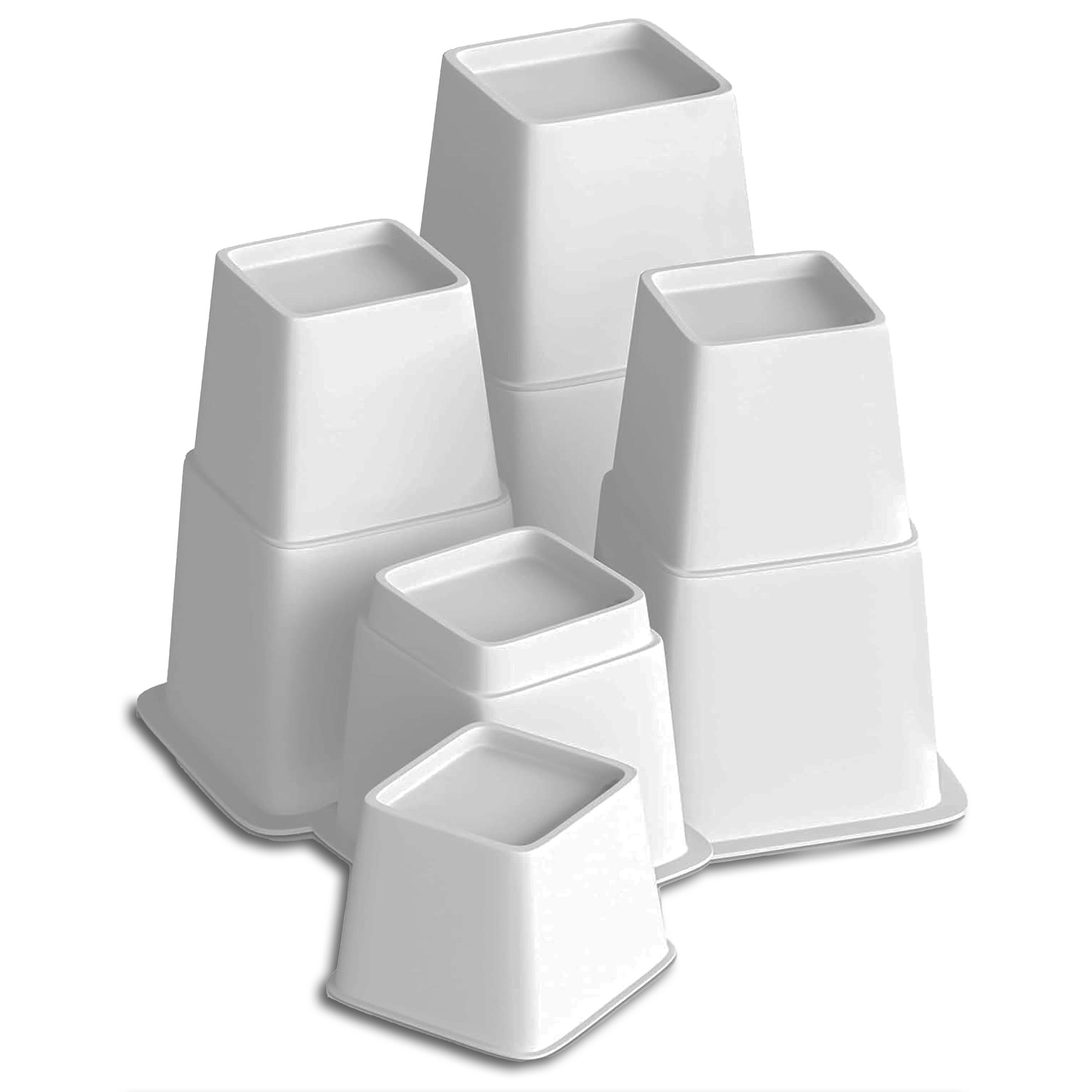 Furniture raisers | White | Set of 8 | 4 high and 4 short | 8, 13 and 21 CM