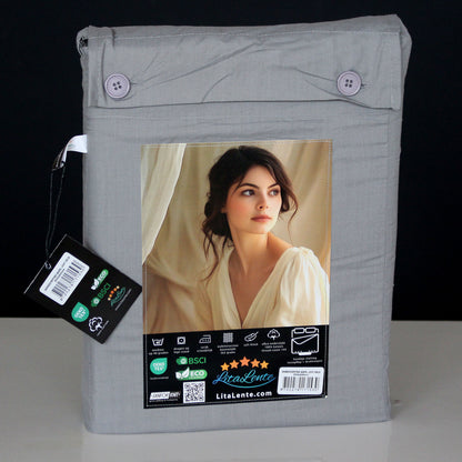 Dekbedovertrek Wafel - 100% katoen - lichtgrijs