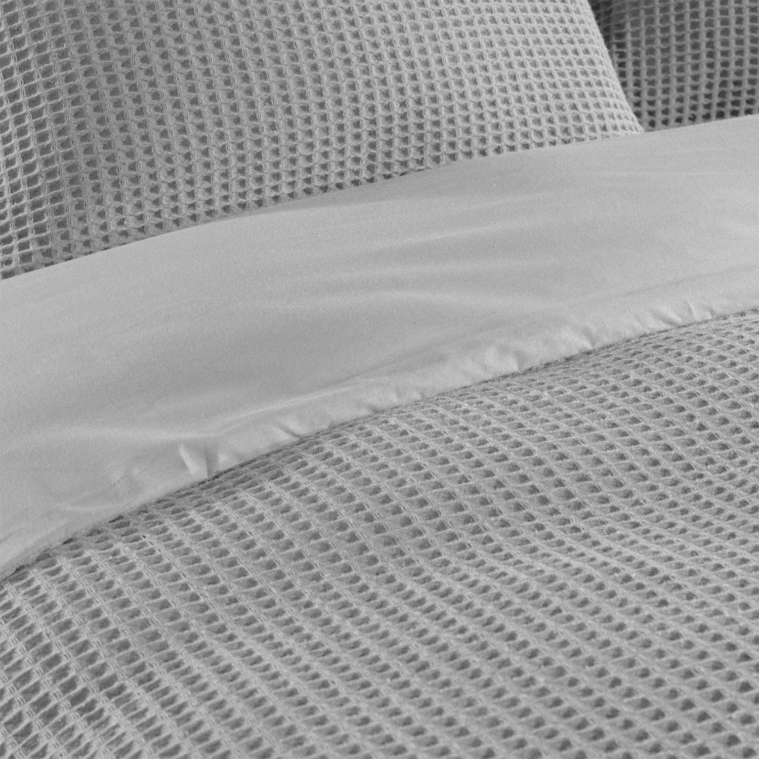 Dekbedovertrek Wafel - 100% katoen - lichtgrijs