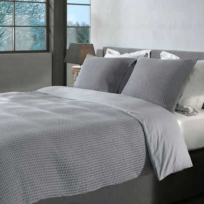 Dekbedovertrek Wafel - 100% katoen - lichtgrijs