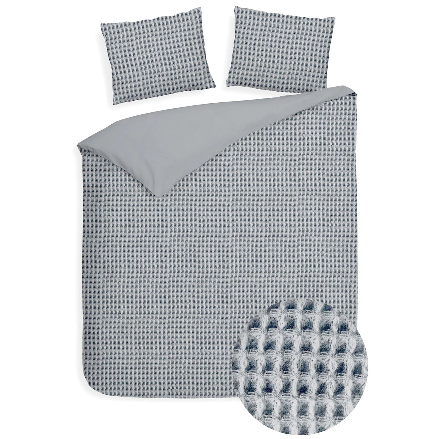 Dekbedovertrek Wafel - 100% katoen - lichtgrijs
