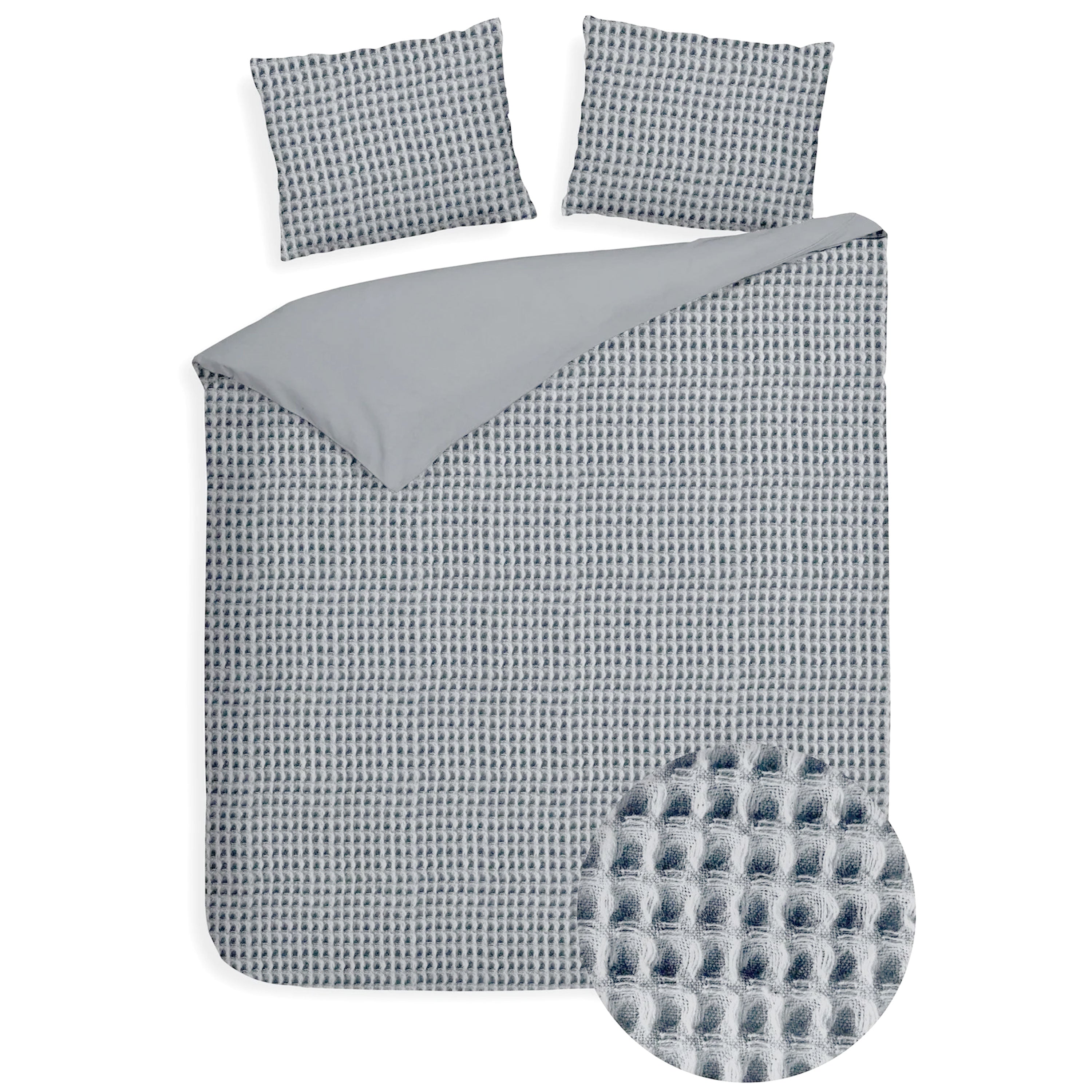 Dekbedovertrek Wafel - 100% katoen - lichtgrijs
