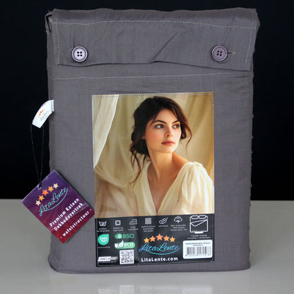 Dekbedovertrek Wafel - 100% katoen - Antraciet