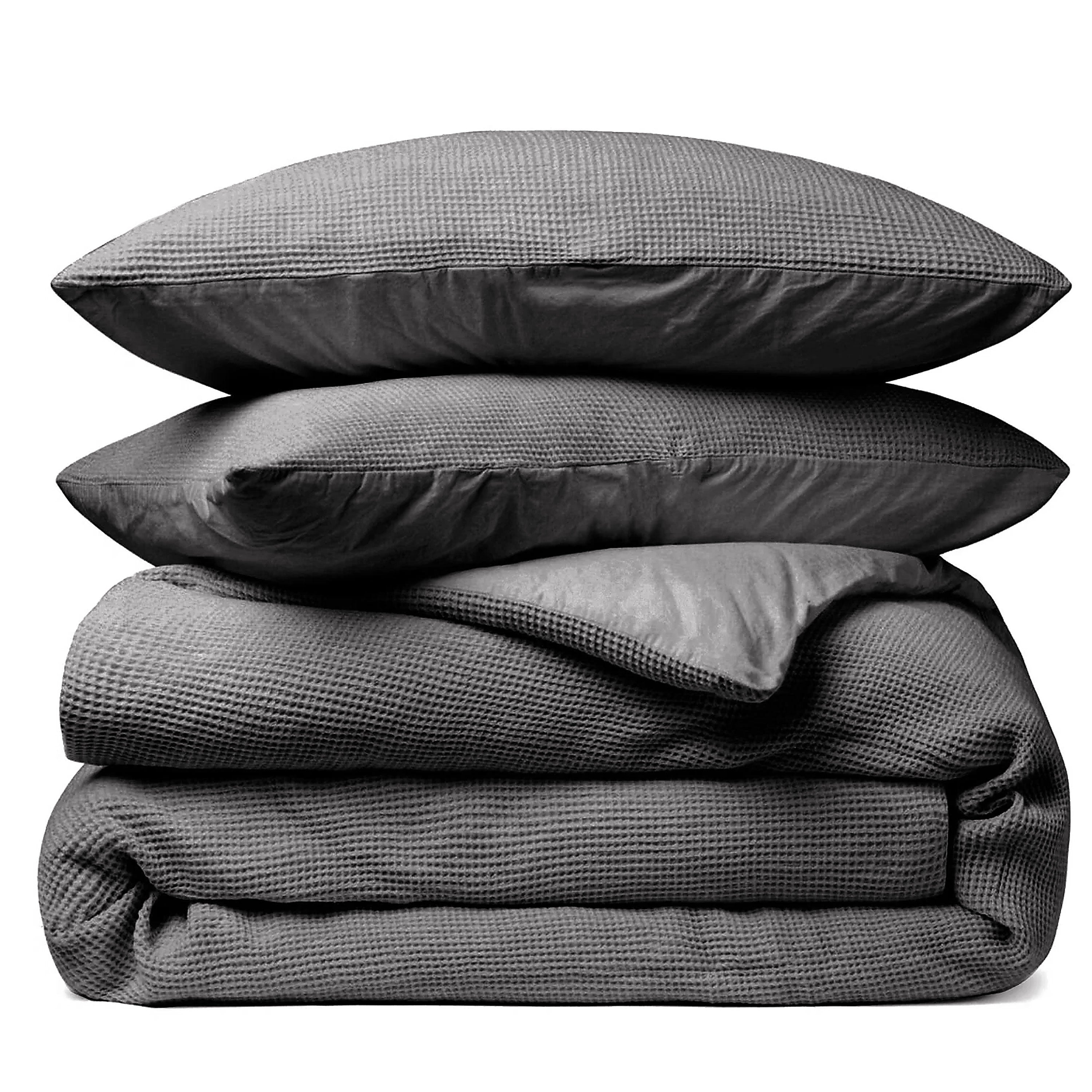 Dekbedovertrek Wafel - 100% katoen - Antraciet