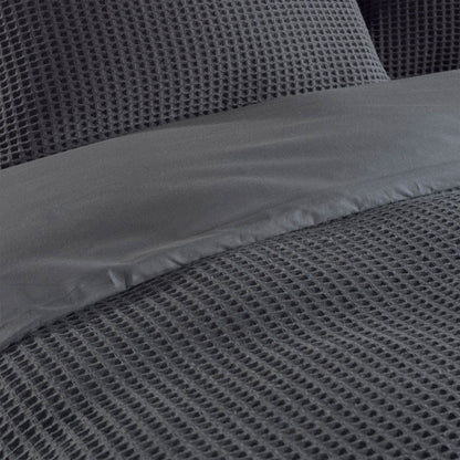 Dekbedovertrek Wafel - 100% katoen - Antraciet