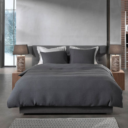 Dekbedovertrek Wafel - 100% katoen - Antraciet