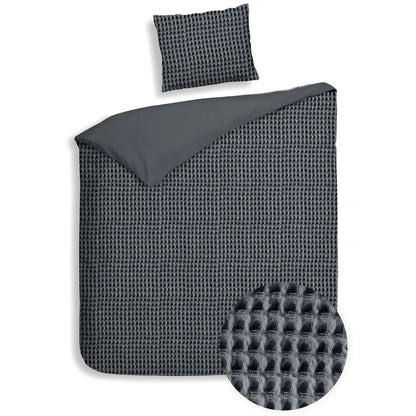 Dekbedovertrek Wafel - 100% katoen - Antraciet