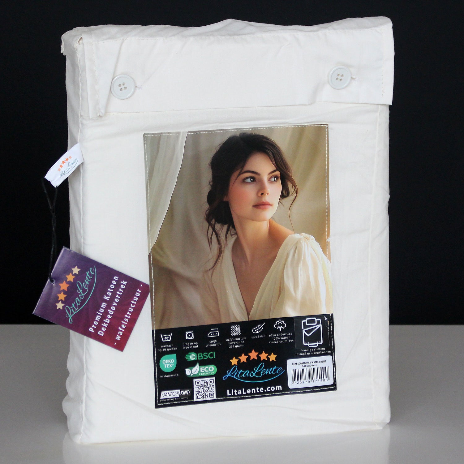 Dekbedovertrek Wafel - 100% katoen - crème