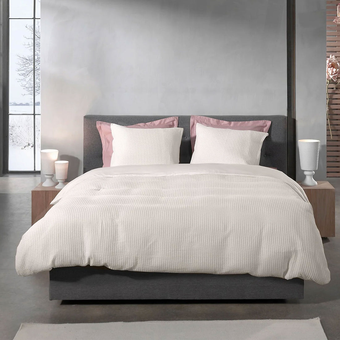 Dekbedovertrek Wafel - 100% katoen - crème