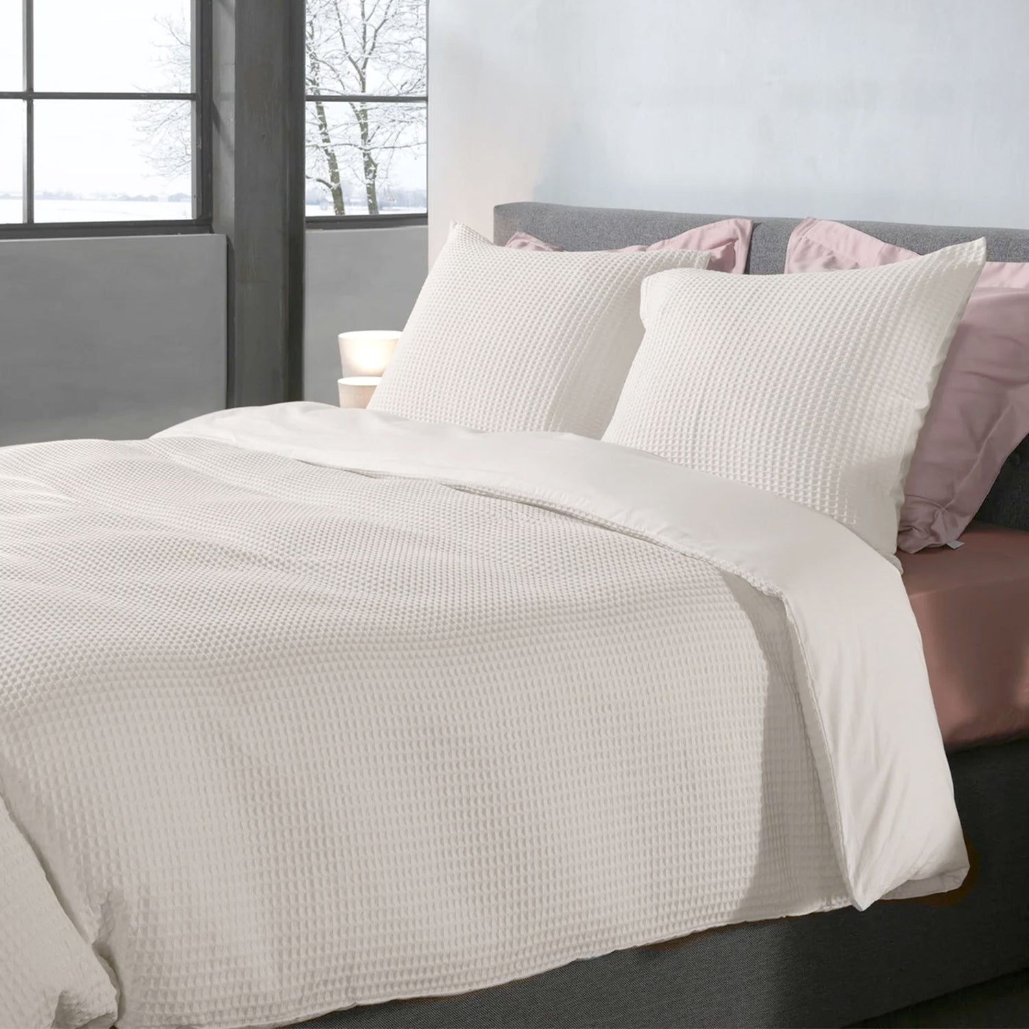 Dekbedovertrek Wafel - 100% katoen - crème