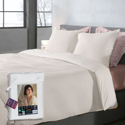 Dekbedovertrek Wafel - 100% katoen - crème